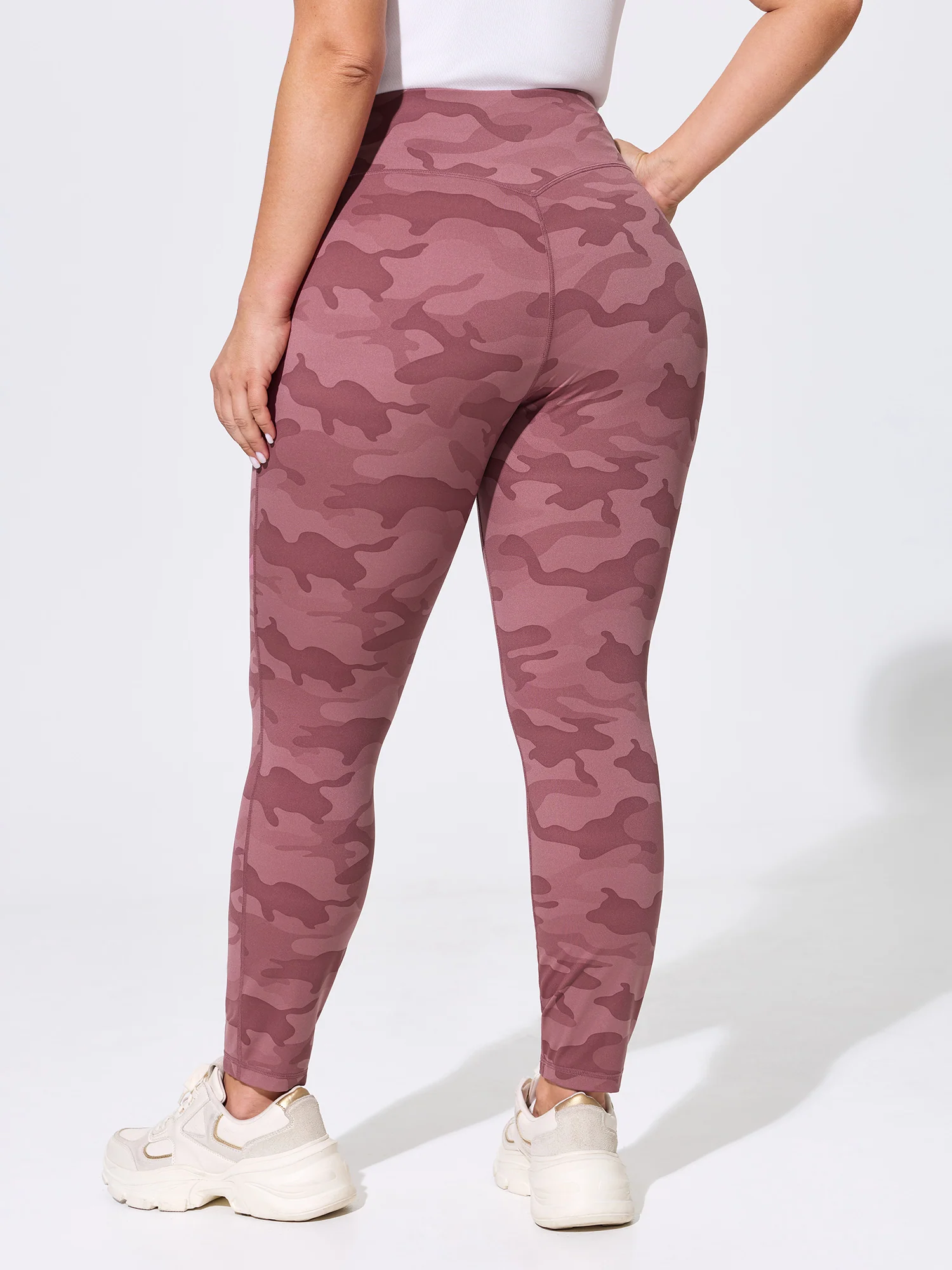 Stretchy Floral Print Overlap Waist Leggings