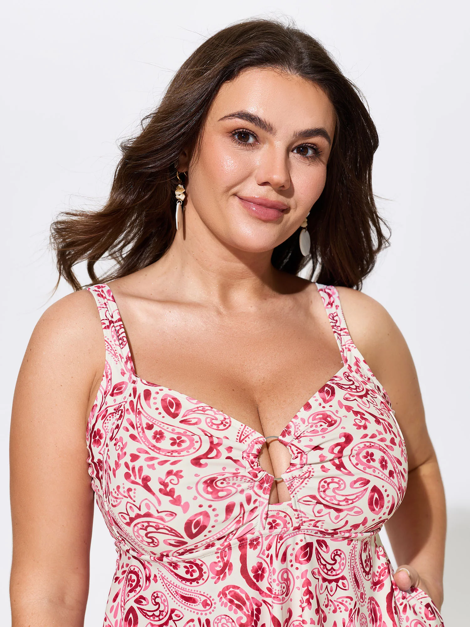 Paisley Print Loop Detail Swim Dress