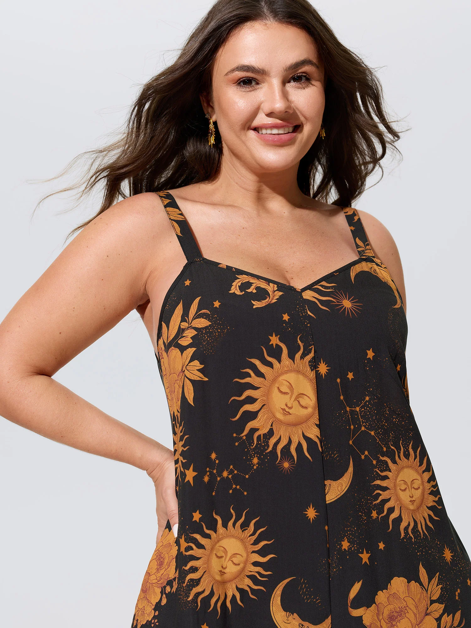 Sunkissed Print Sleeveless Wide-Leg Jumpsuit