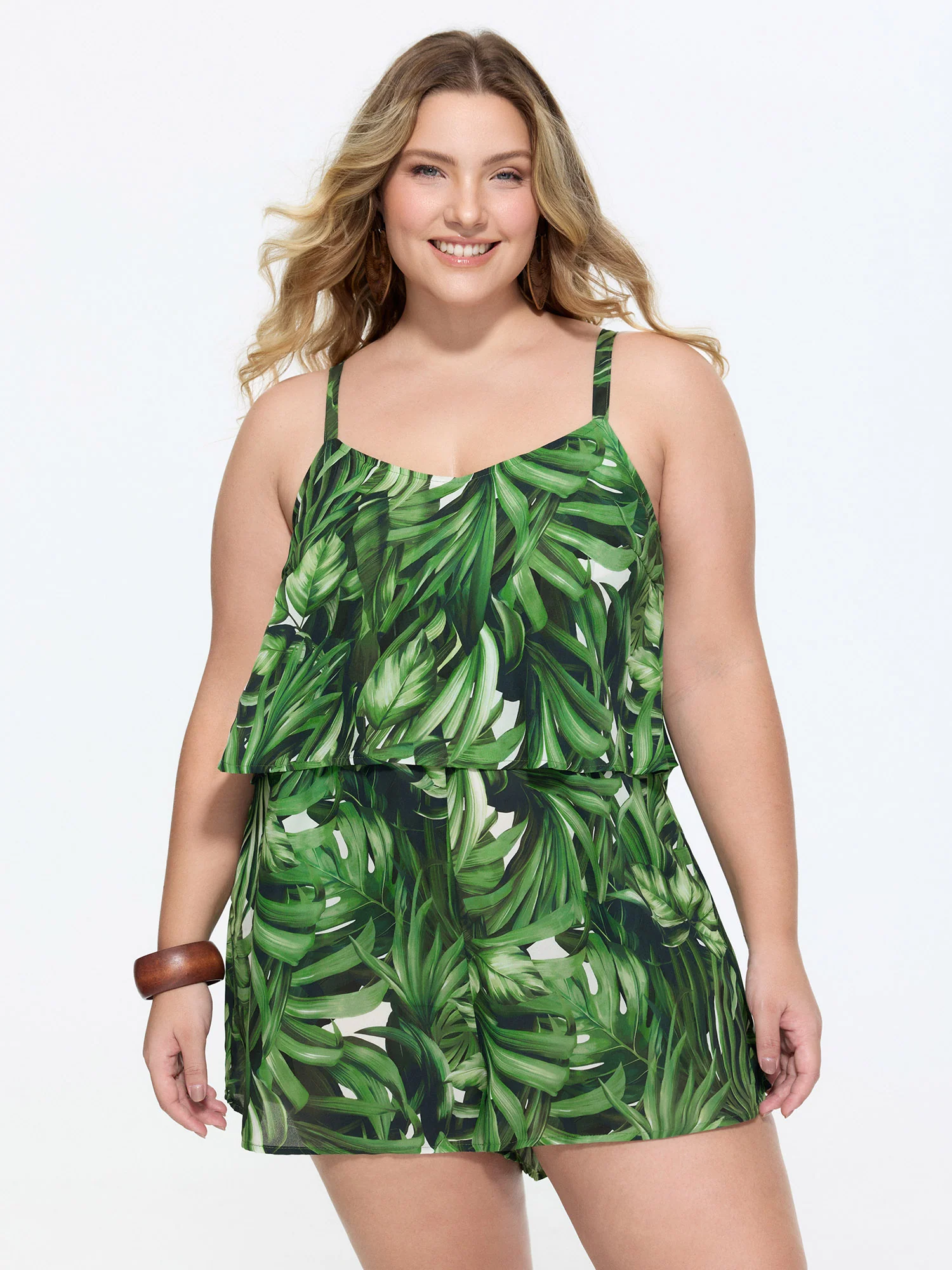 Tropical Print Wide-Leg Breezy Romper