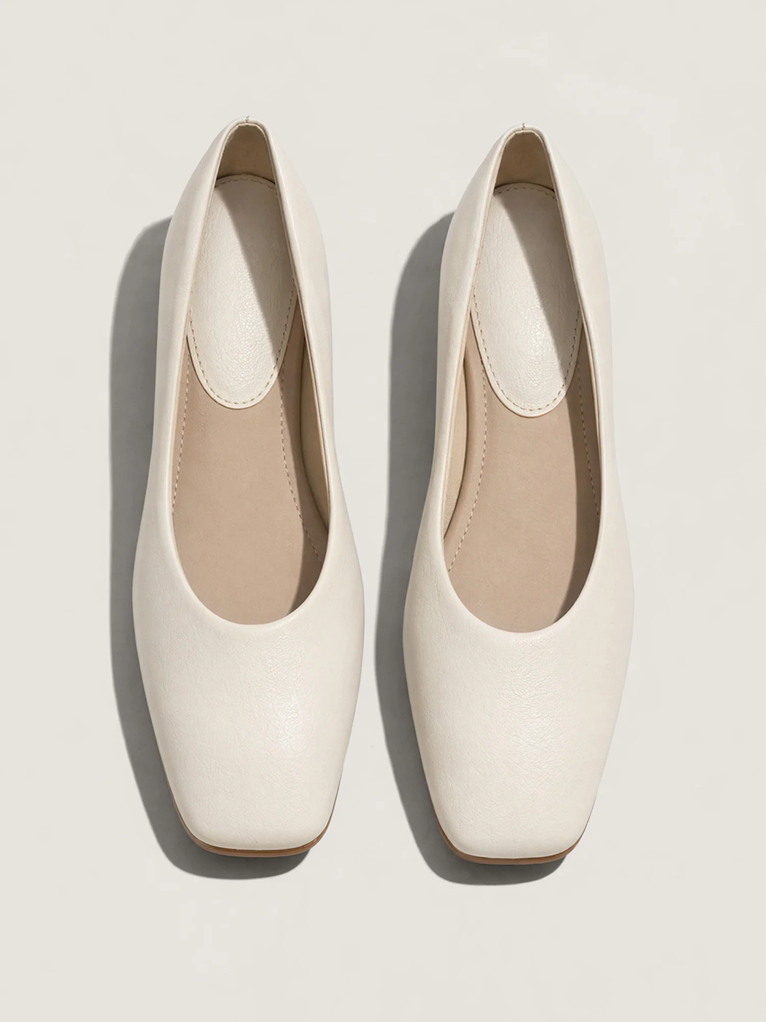 Minimalist Soft Square Toe Low Block Heel Flats