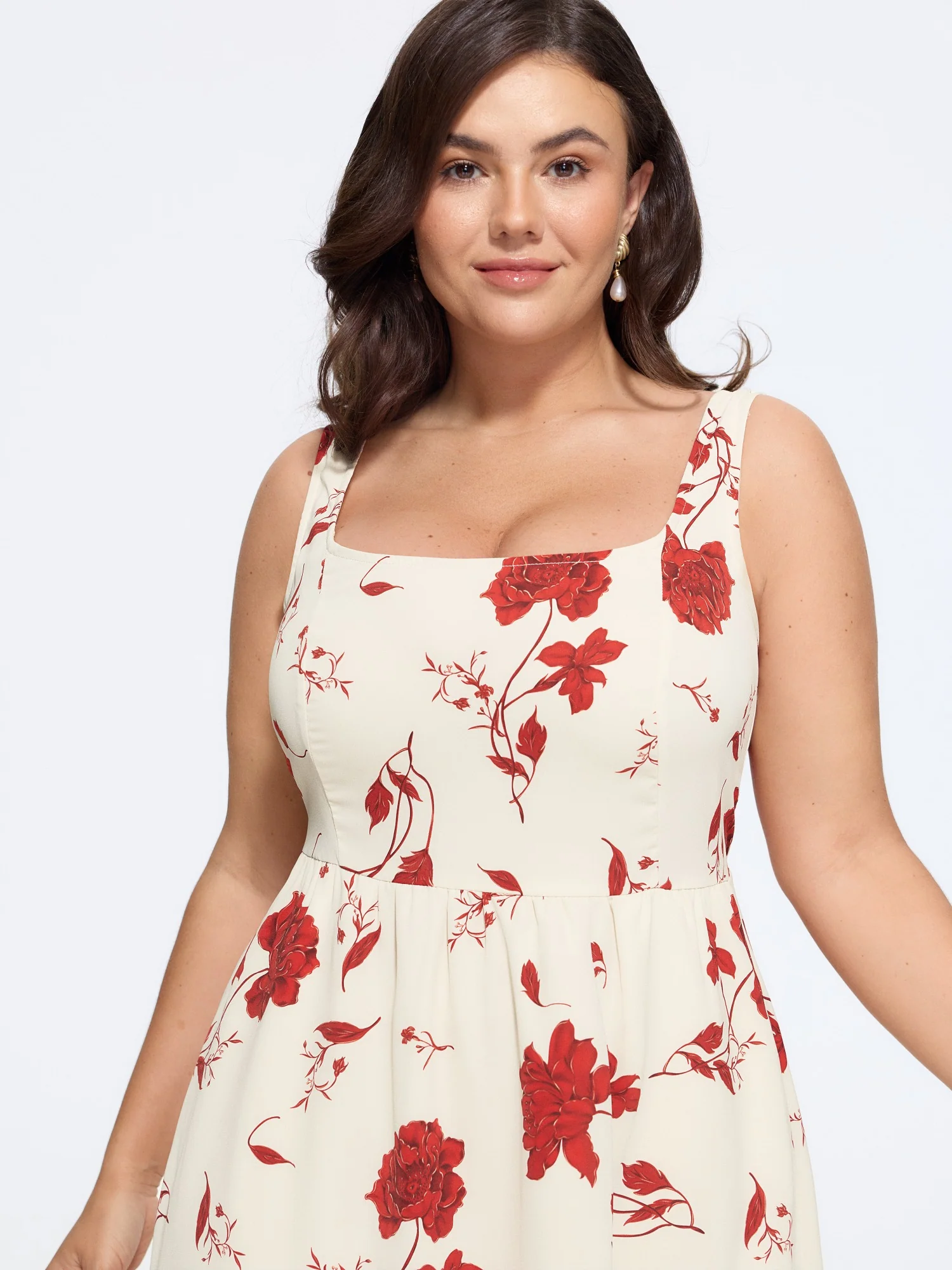 Floral Print Sleeveless Flowy Maxi Dress