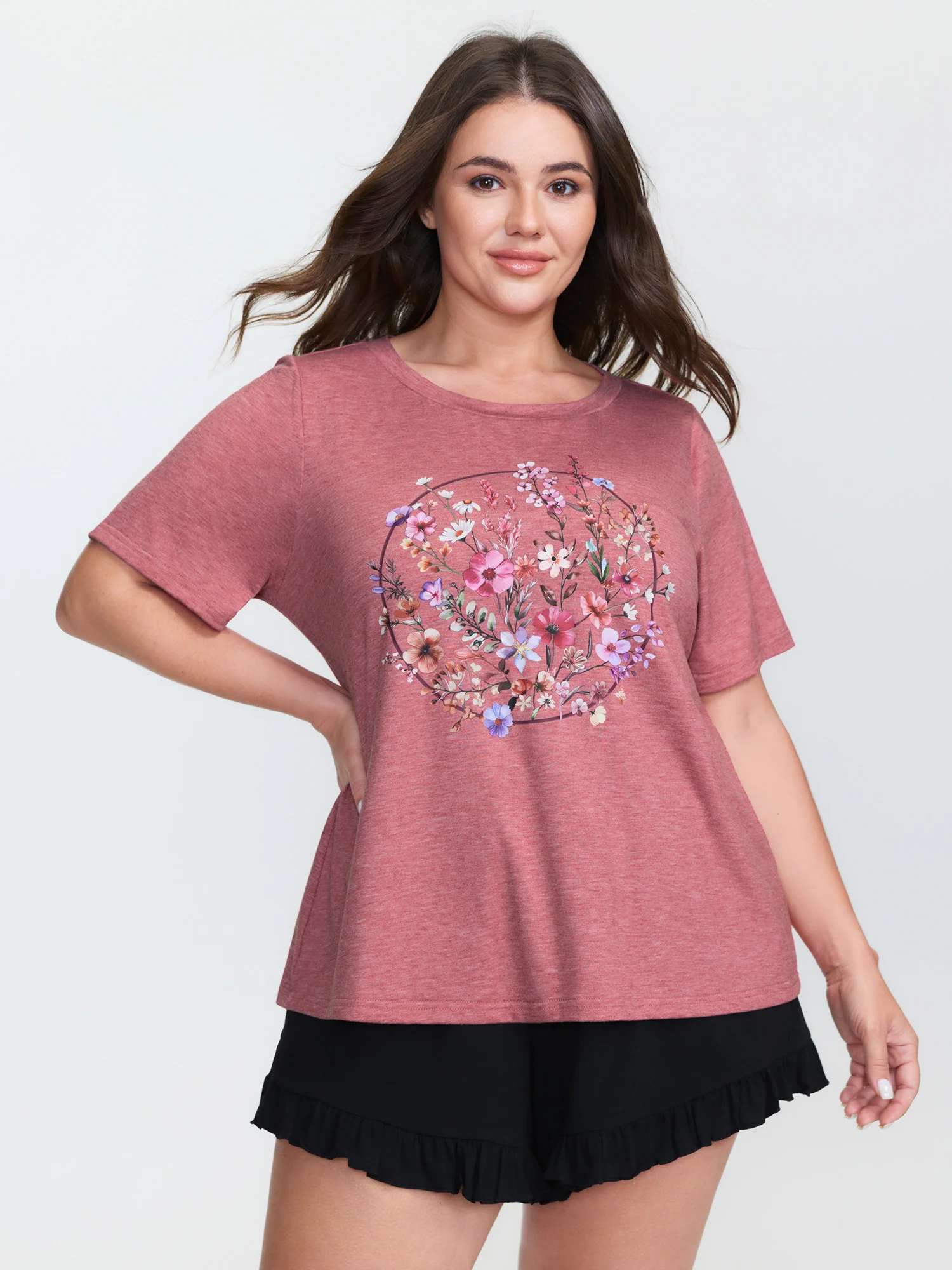 Supersoft Floral Print Round Neck T-Shirt