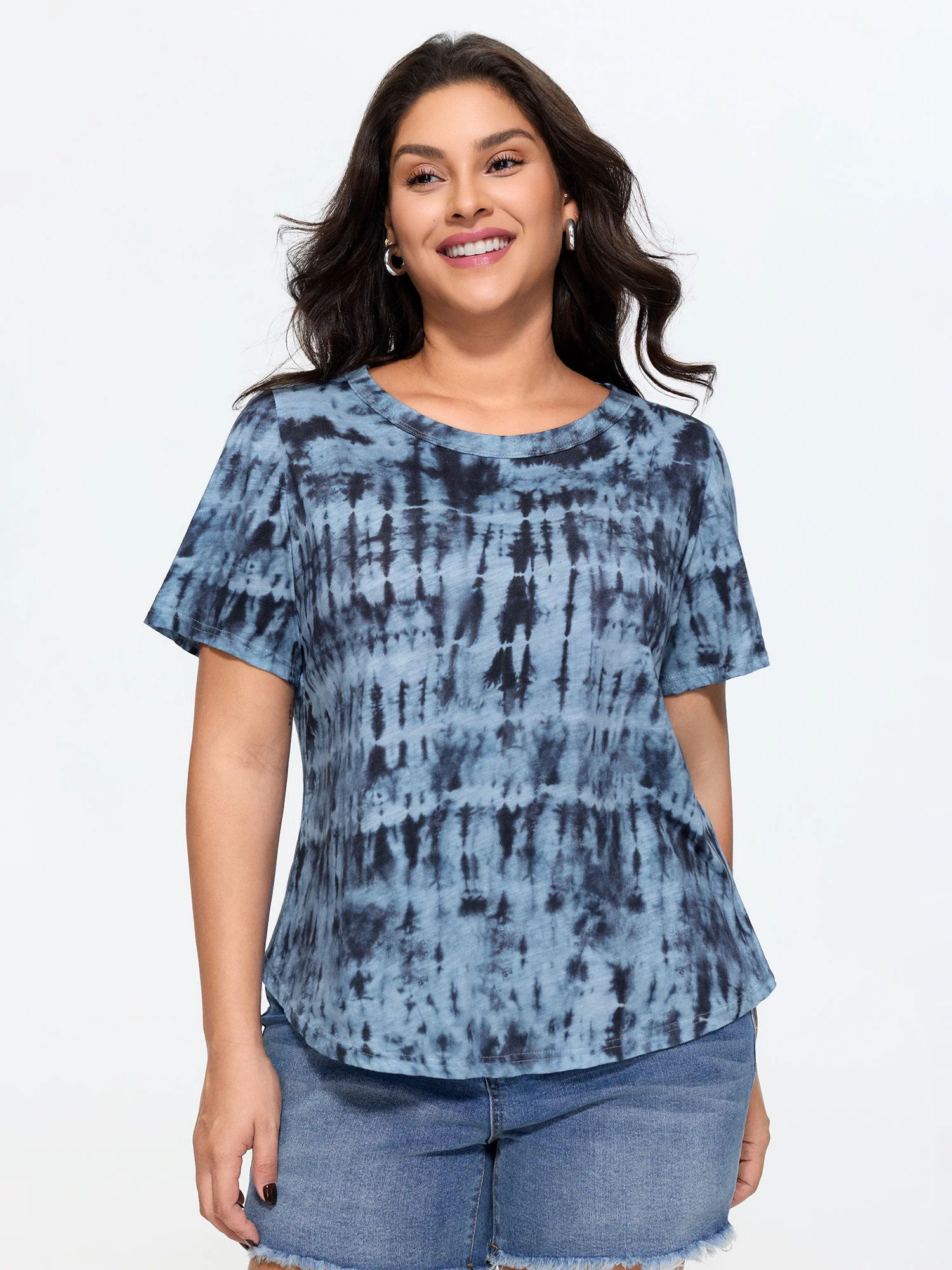 Cotton Tie Dye Back Crisscross T-Shirt