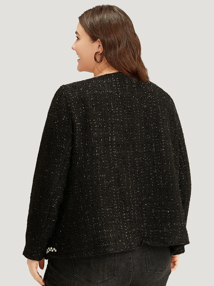 Pearl Tweed Beaded Texture Pocket Blazer