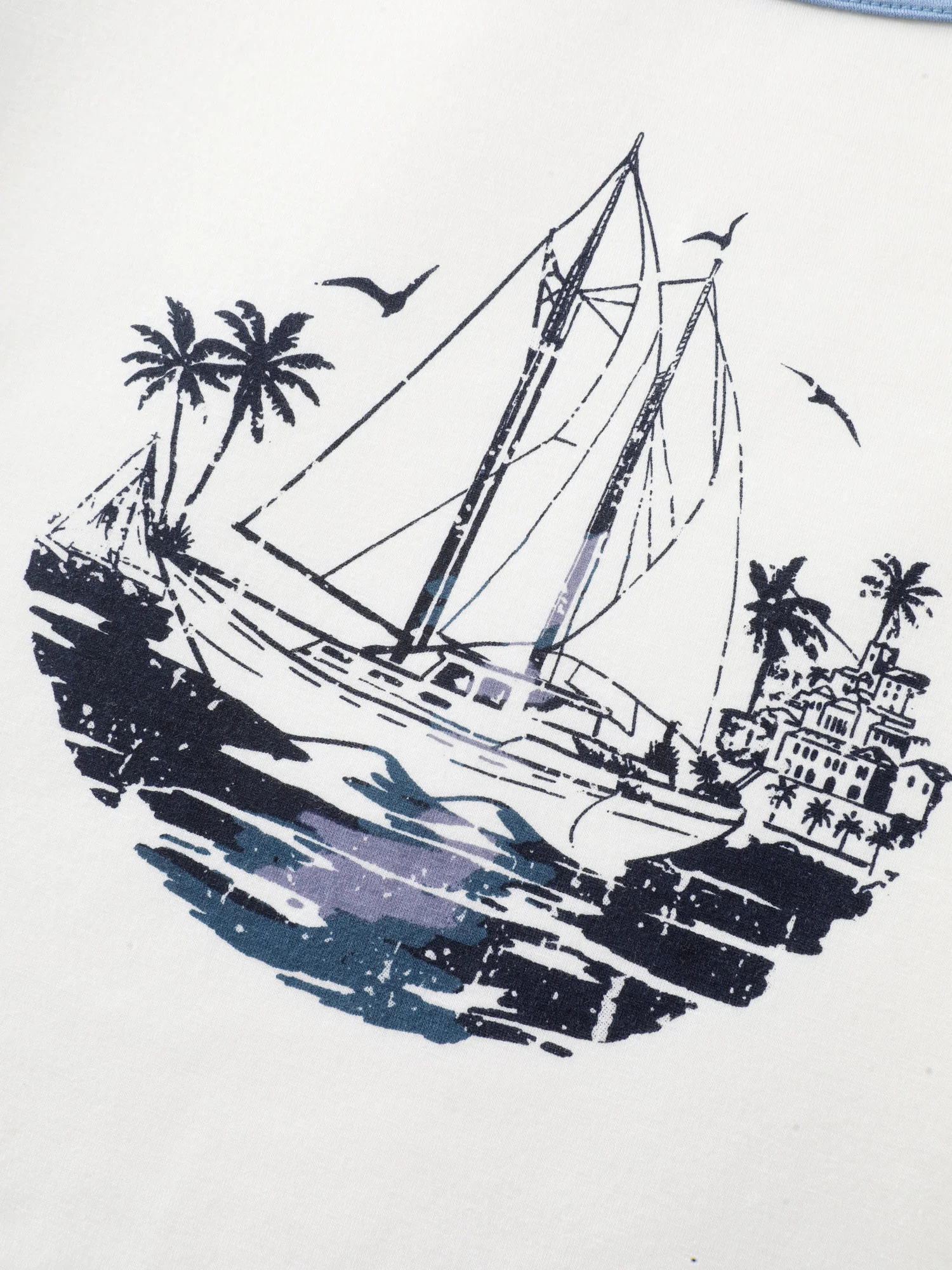 Yacht Print Color Contrast T-Shirt