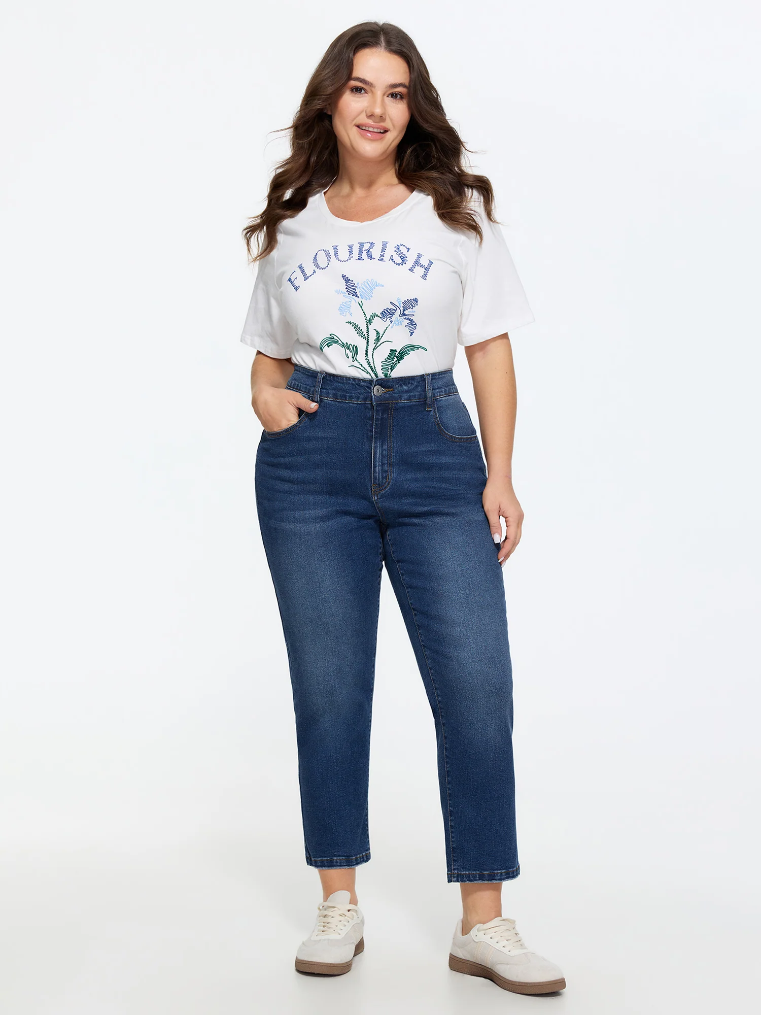 Stretchy High-Rise Cropped Jeans