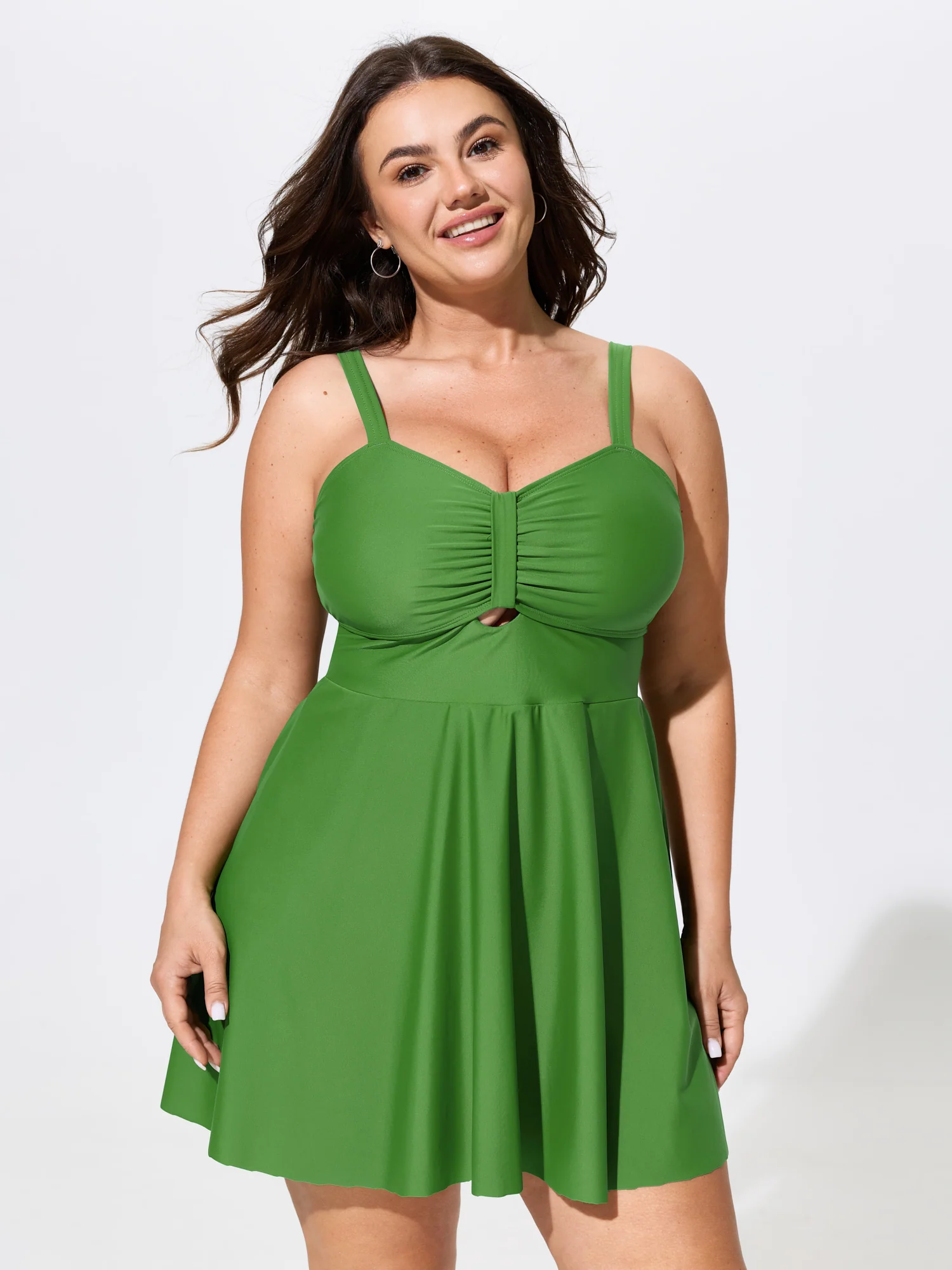 Cut-Out Pockets Fit And Flare Swim Dress