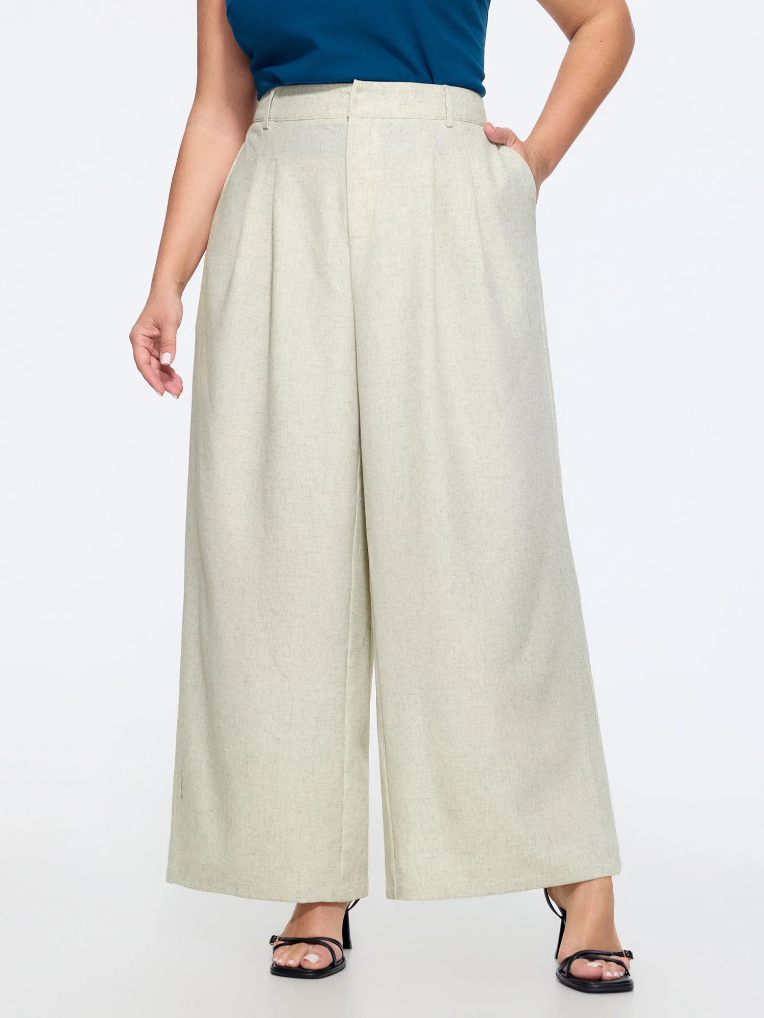 Elastic Back Waistband Wide-Leg Pants