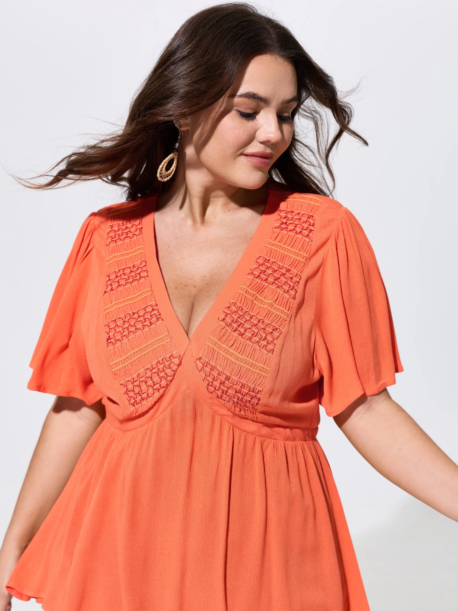 Supersoft Shirred Sheer Fit And Flare Blouse