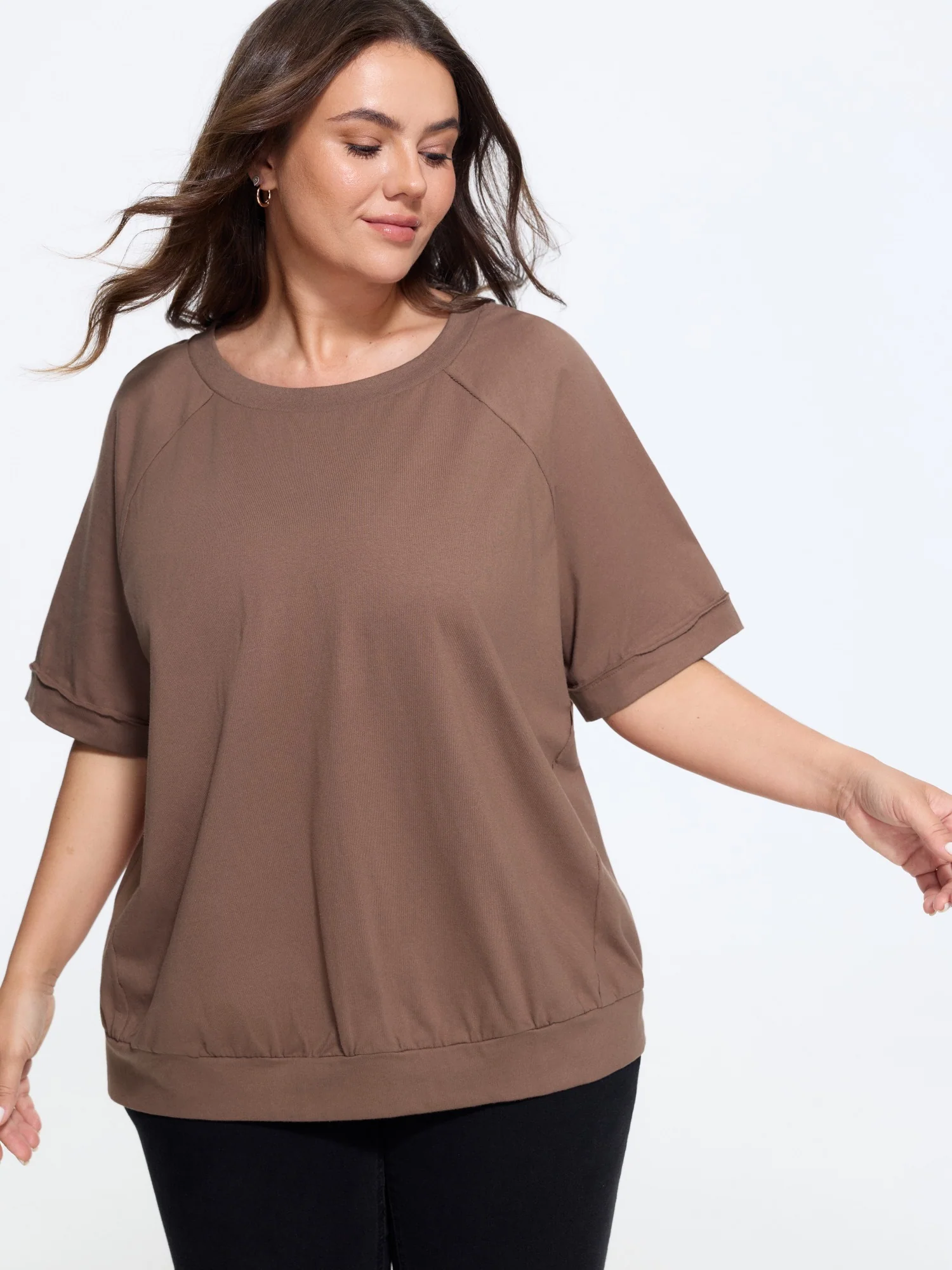 Cotton Raglan Sleeve Casual T-Shirt