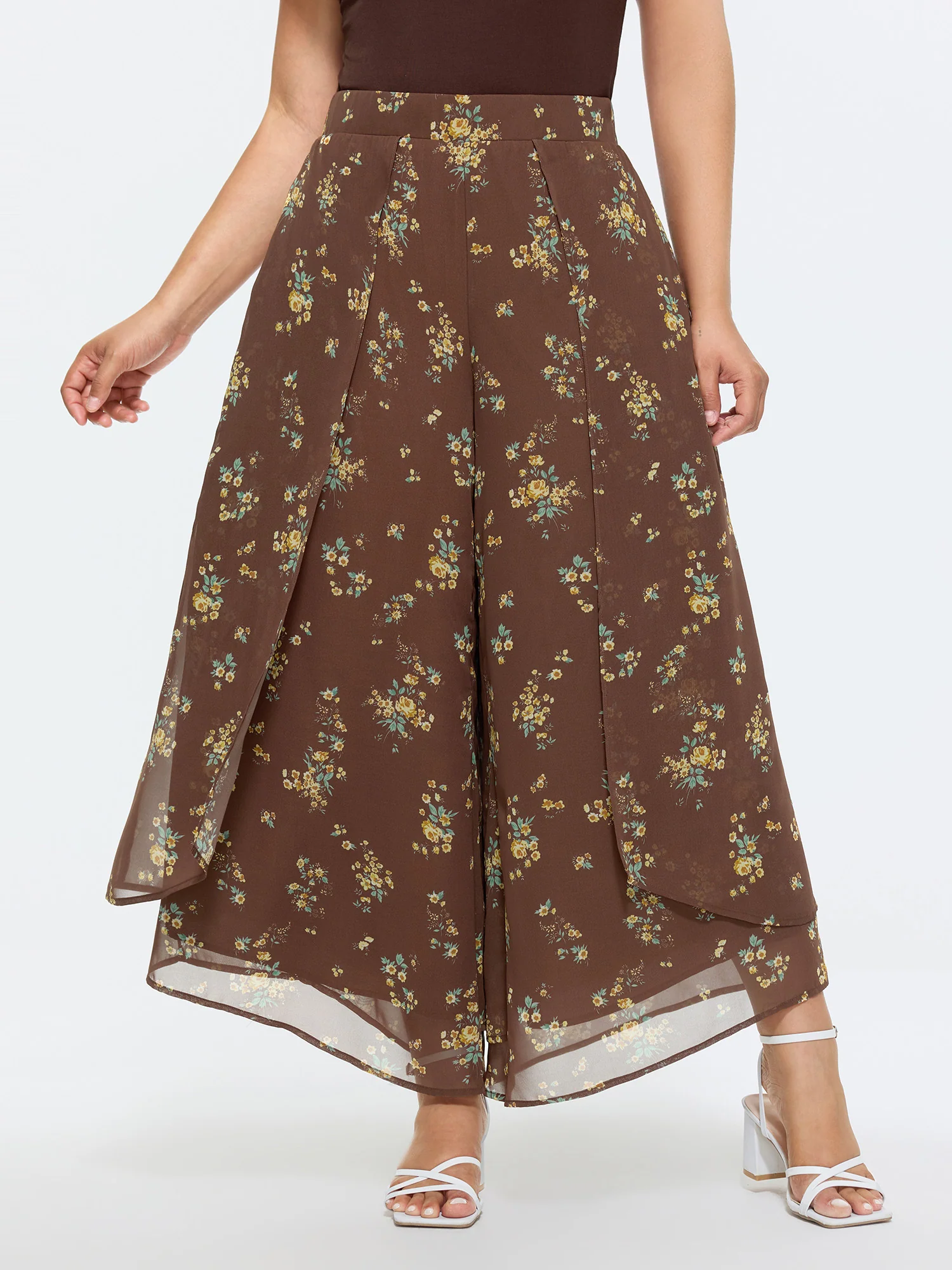 Floral Print Petal Wide-Leg Pants
