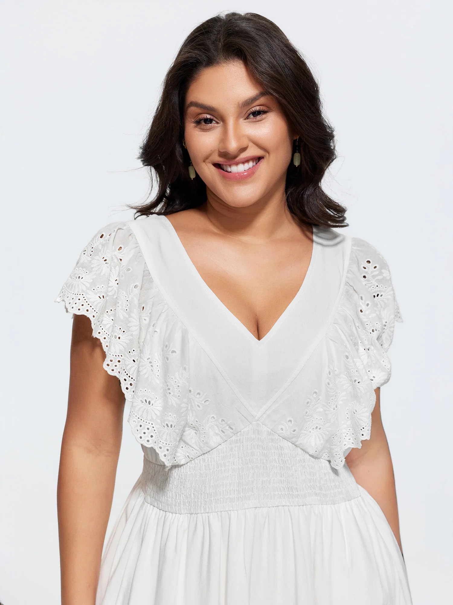 Supersoft Lace Eyelet Trim Breezy Mini Dress