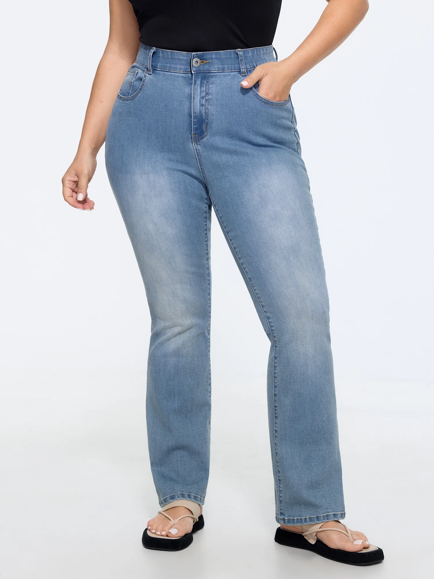 Stretchy Mid-Rise Bootcut Jeans