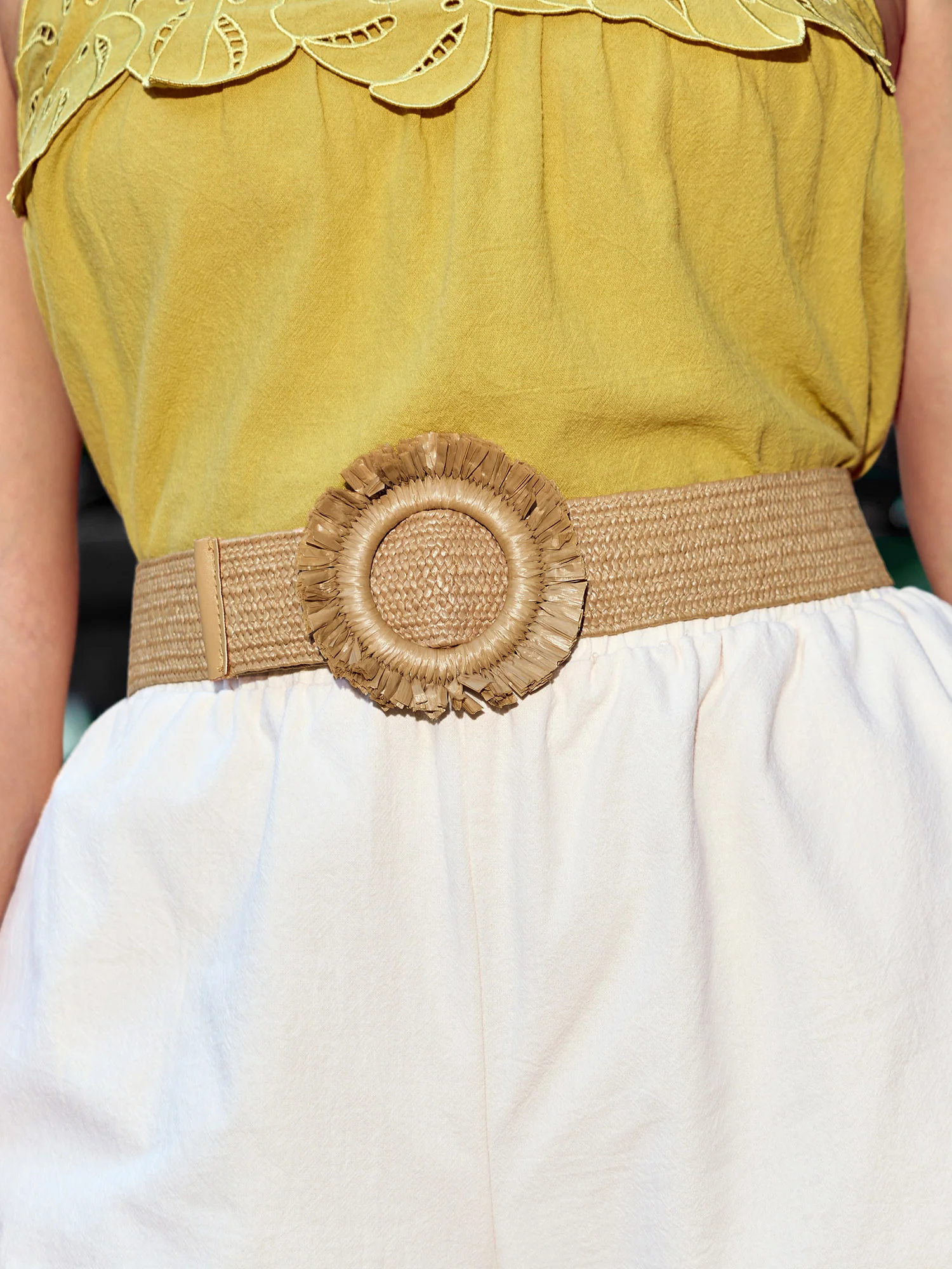 Floral Ruffled Buckle Wide Belt