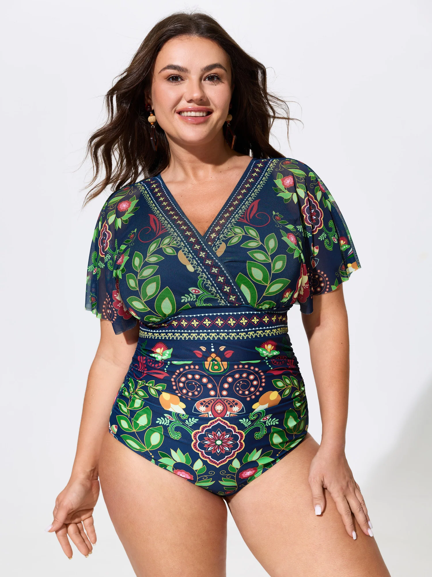Sarong Set Floral Print One-Piece Swimsuit
