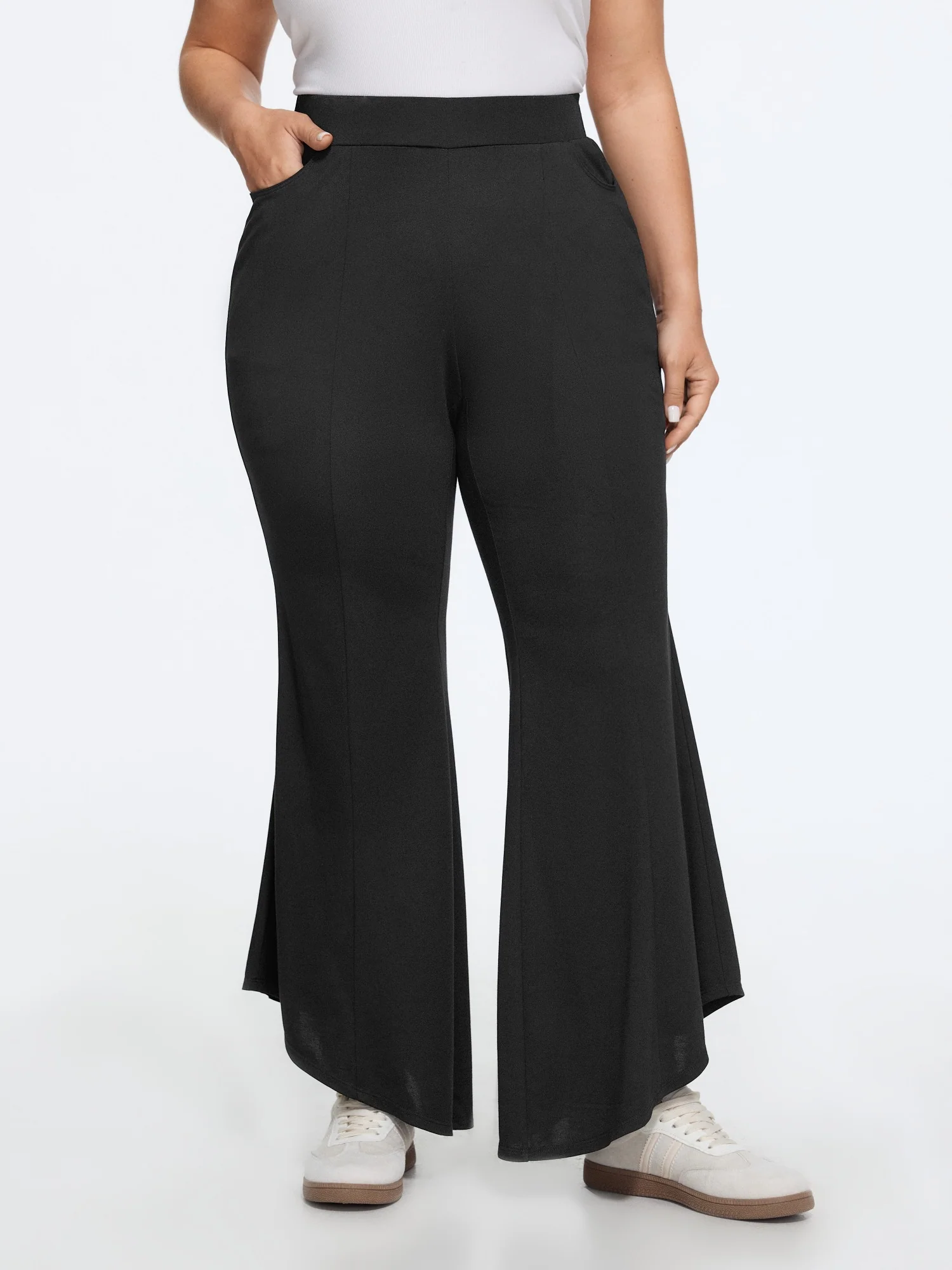 Stretchy Waist Flared High-Rise Pants