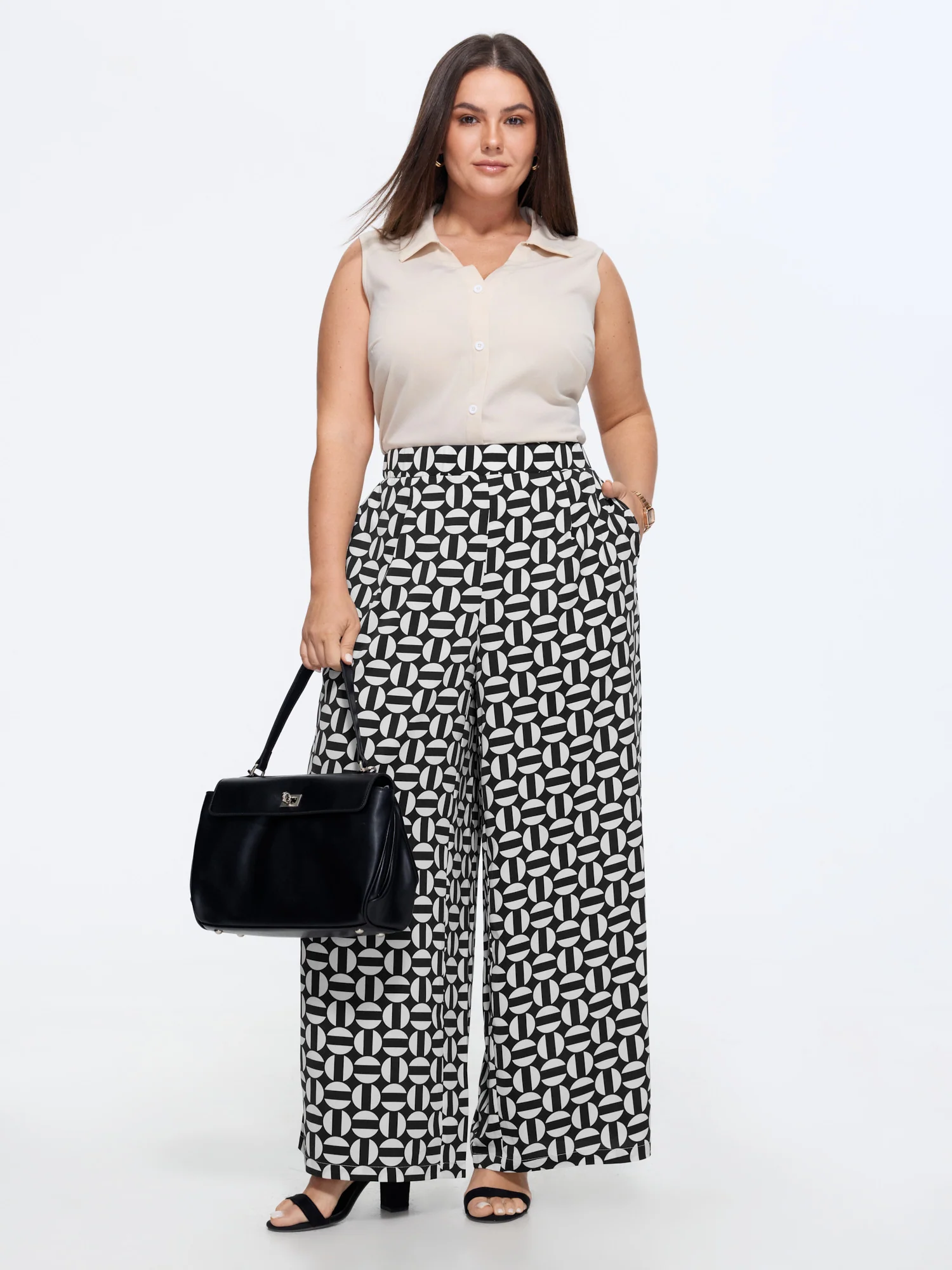 Geometric Print Pull-On Pants