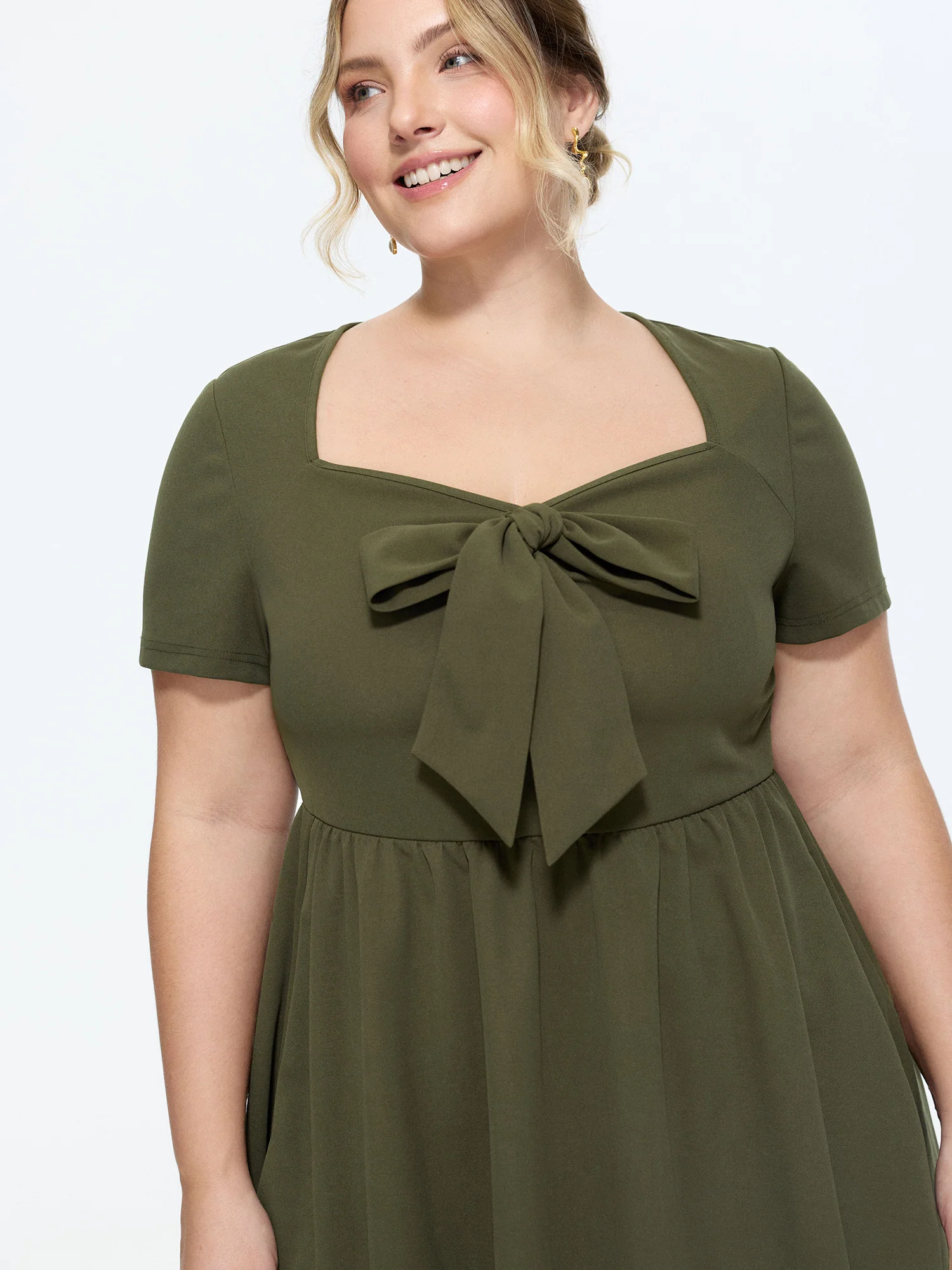 Bow-Tie Front Scoop Neckline Mini Dress