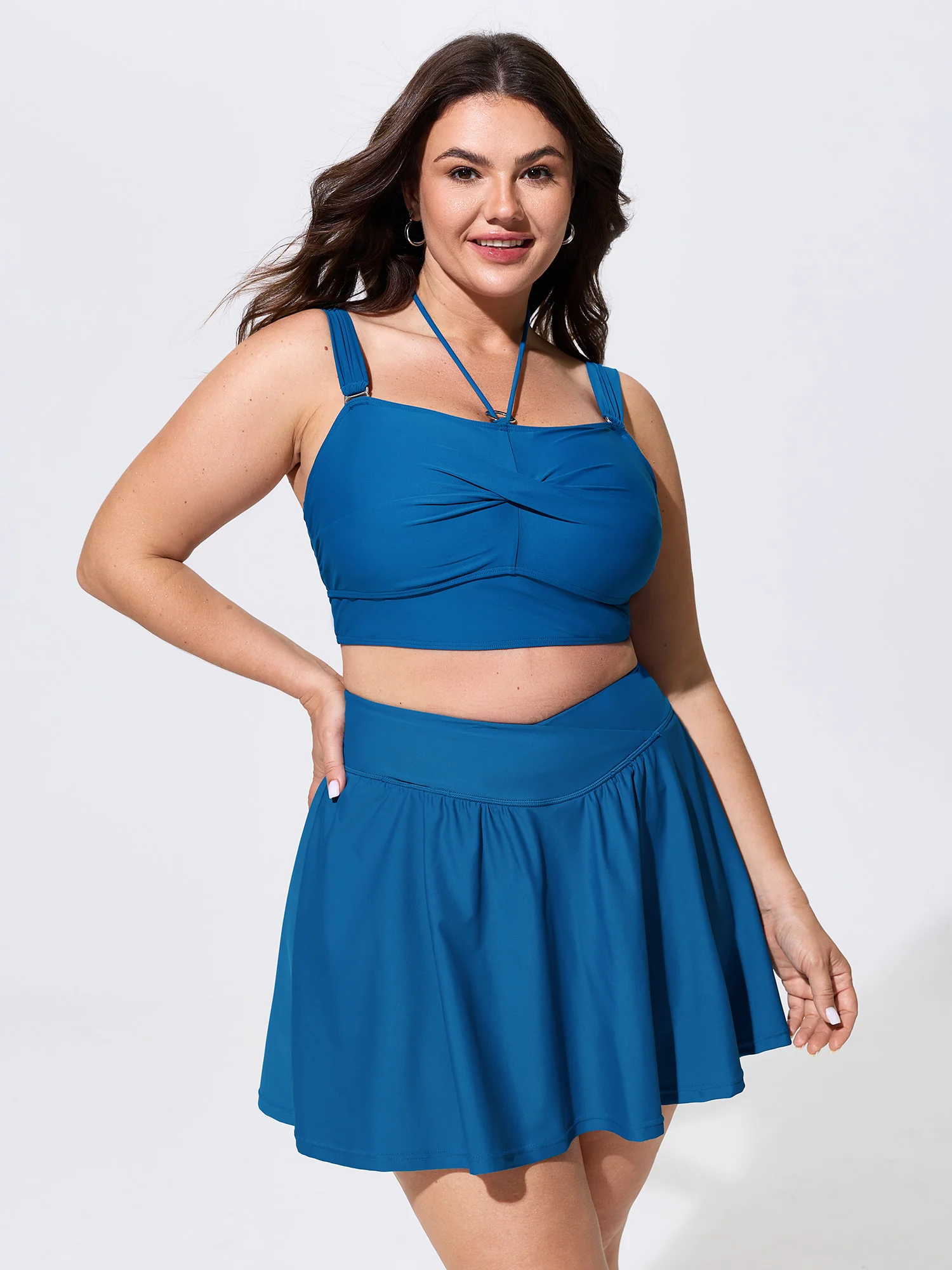 Overlap Waist Flowy Swim Bottoms