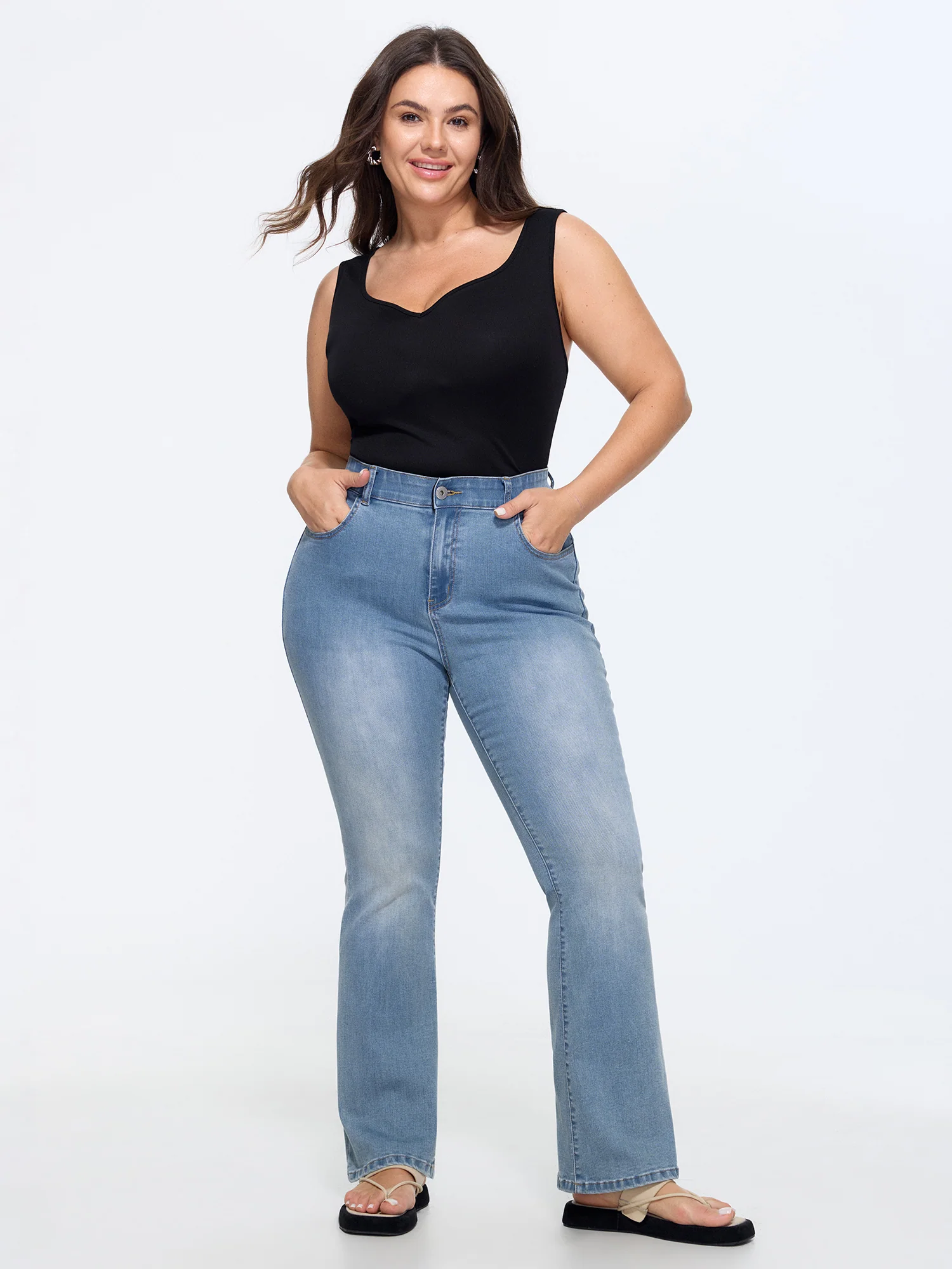 Stretchy Mid-Rise Bootcut Jeans