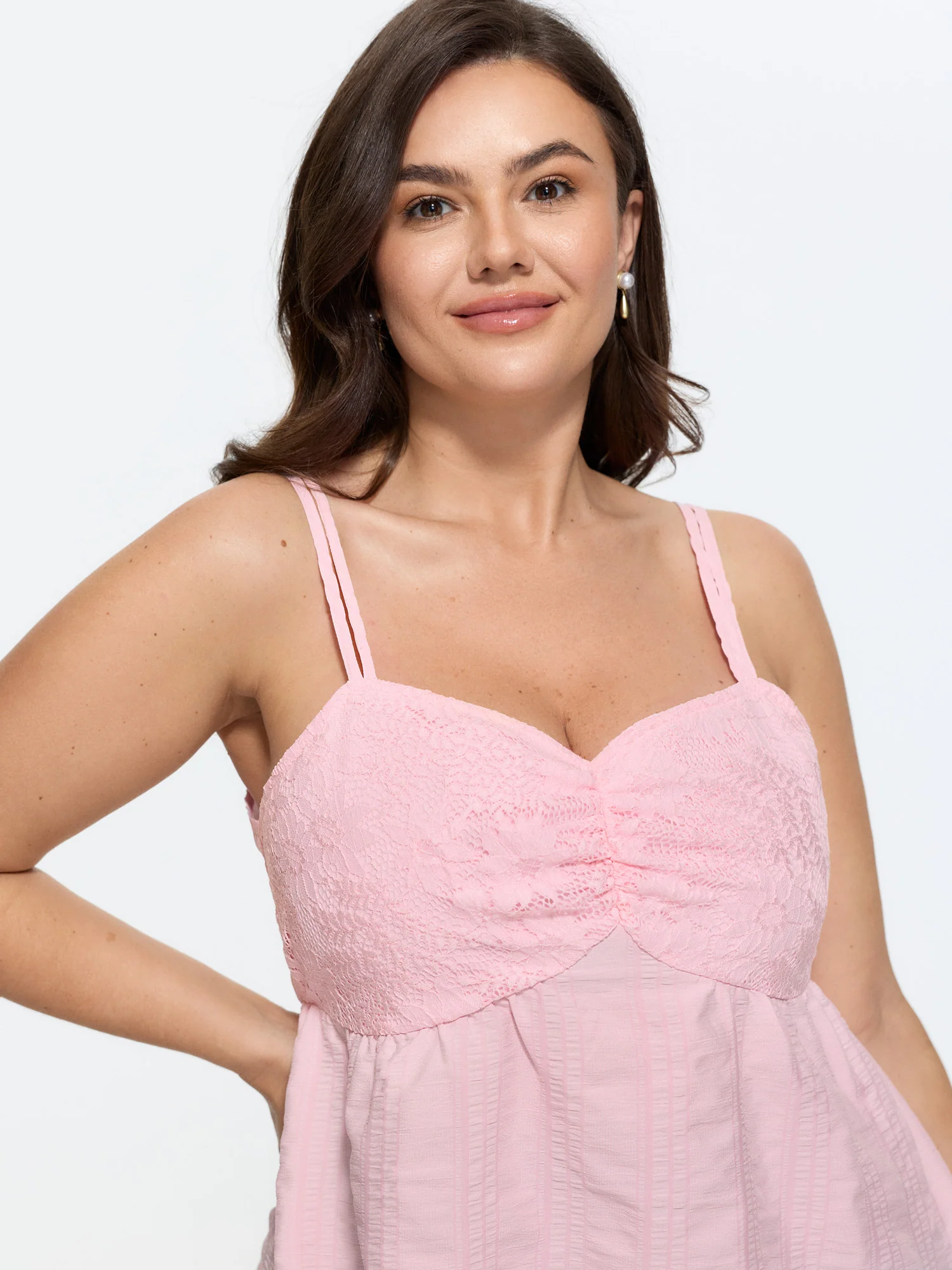 Textured Shirred Back Long Tank Top