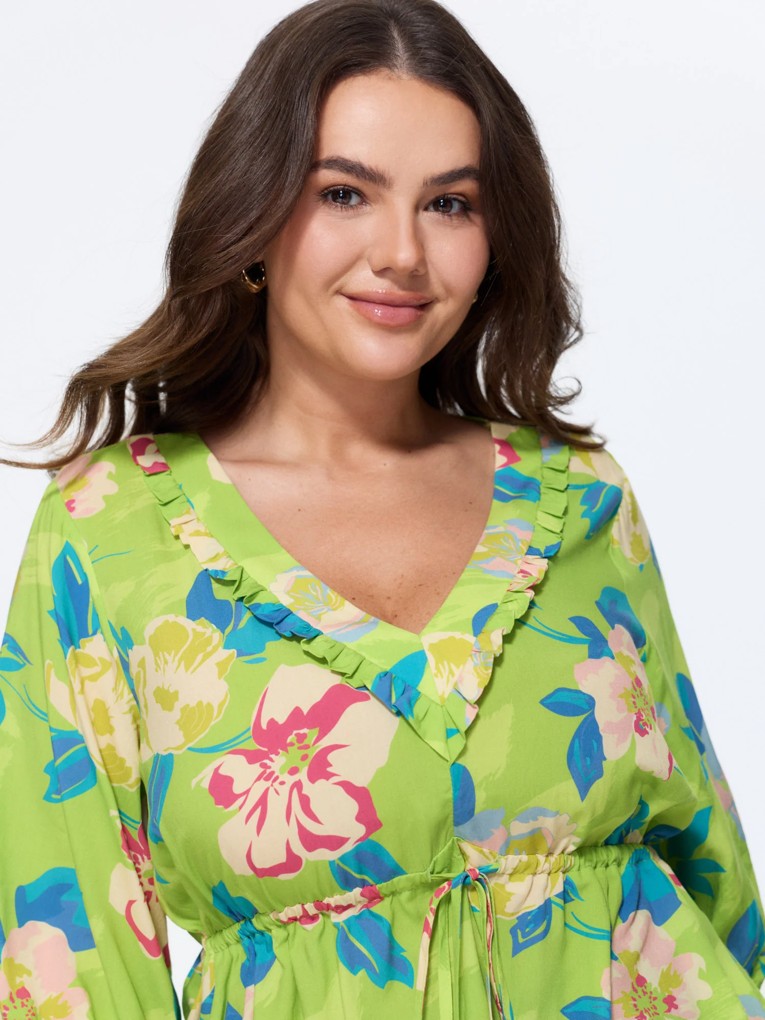Supersoft Floral Print Drawstring Blouse