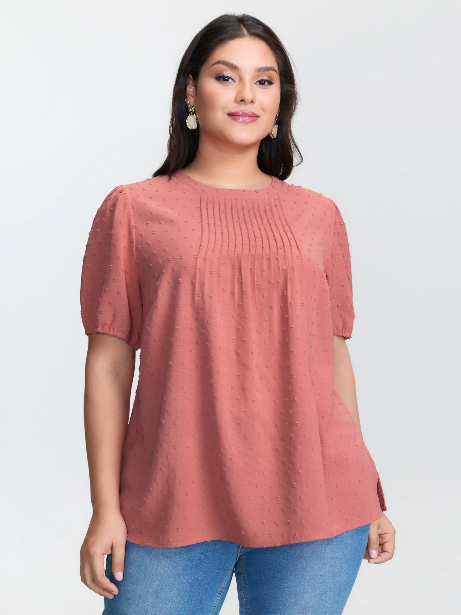 Textured Dots Pleated Blouse
