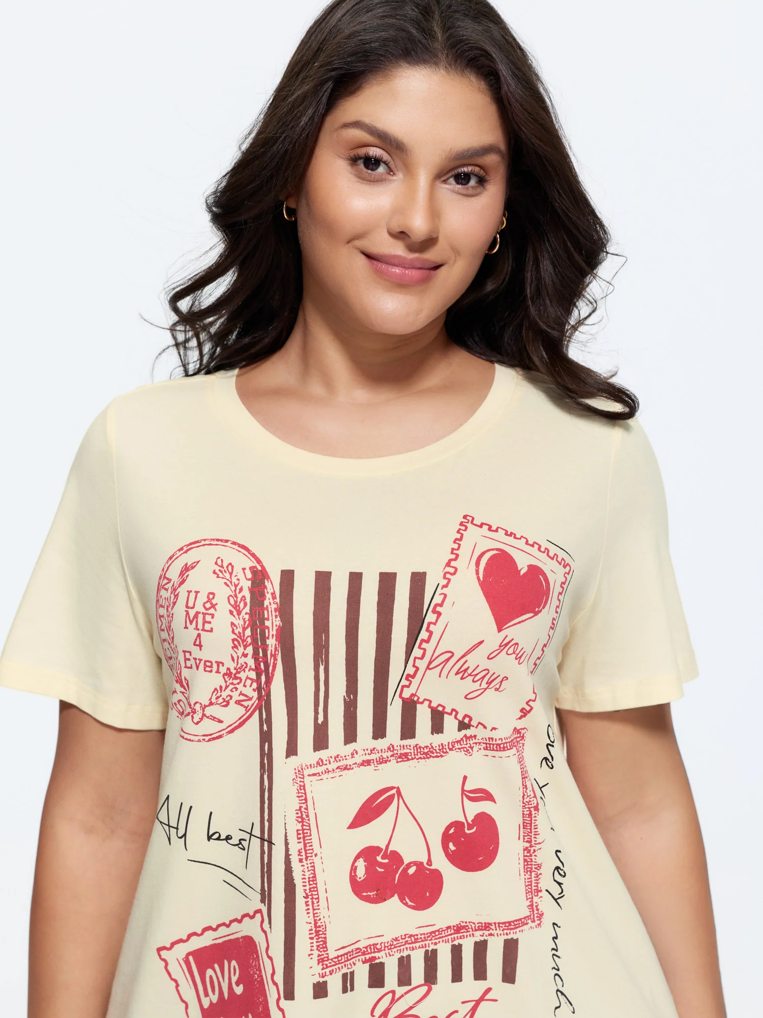 Romantic Notes Print Round Neck T-Shirt