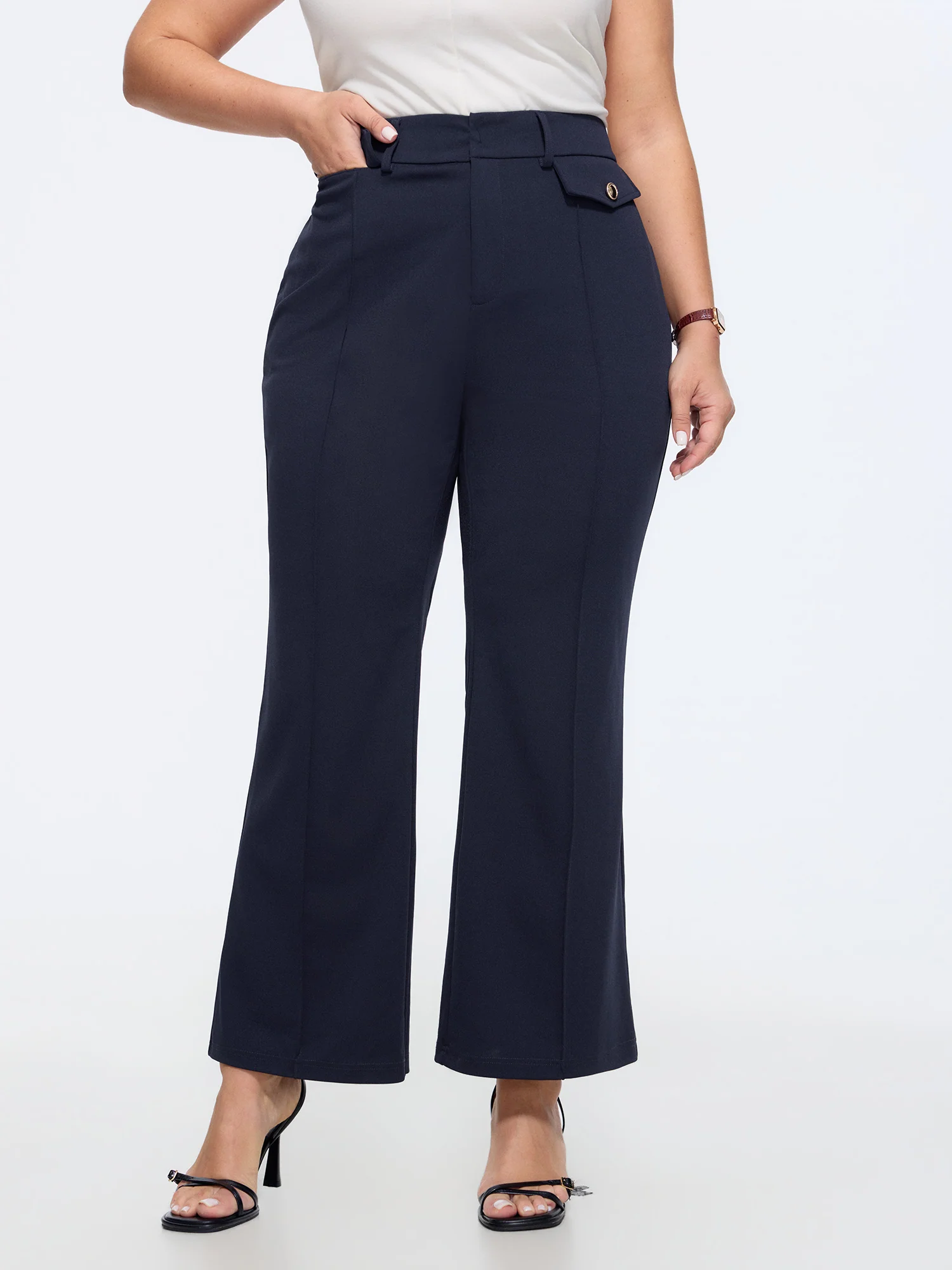 Stretchy Pull-On Flared Hem Pants