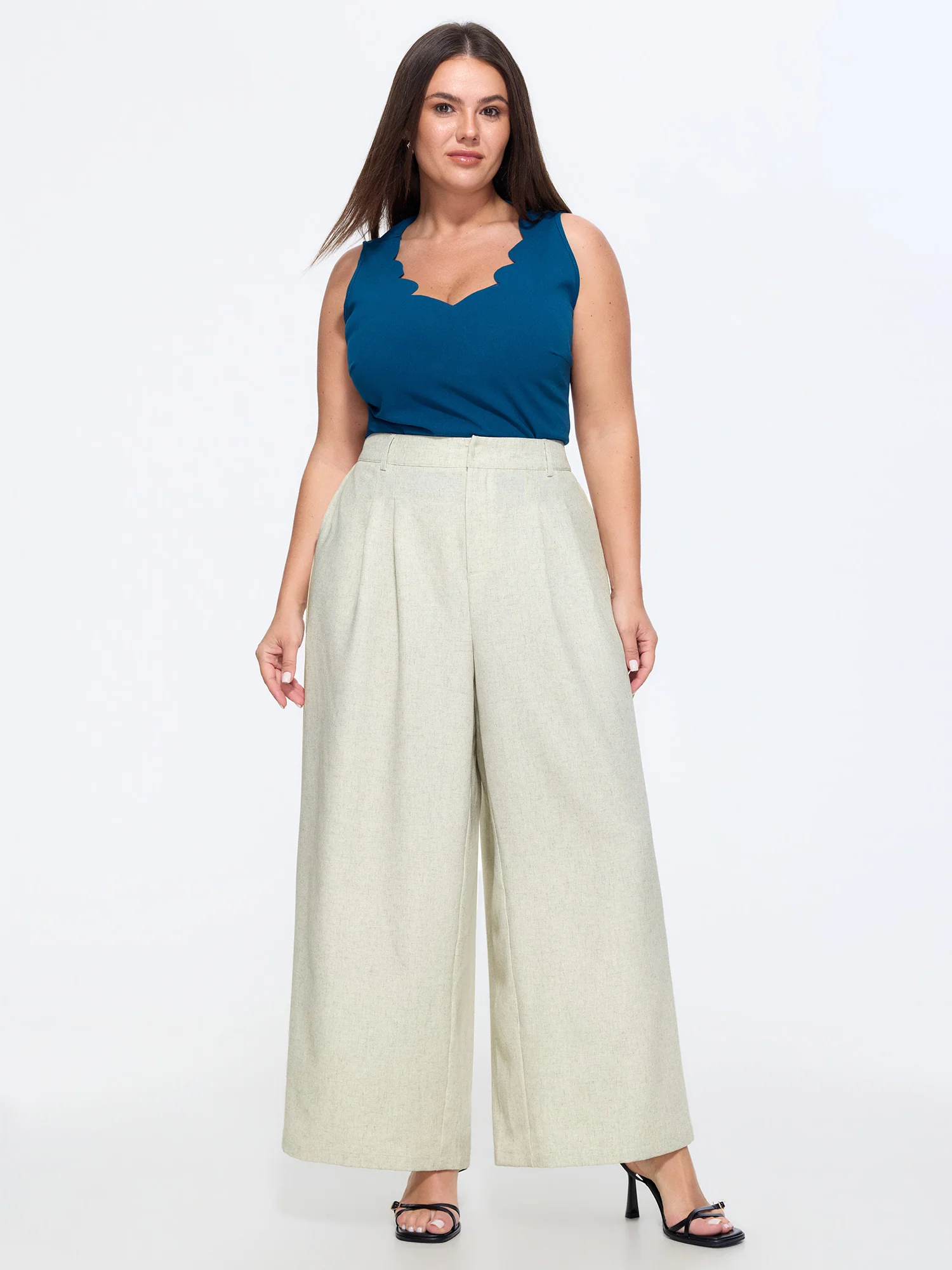 Elastic Back Waistband Wide-Leg Pants