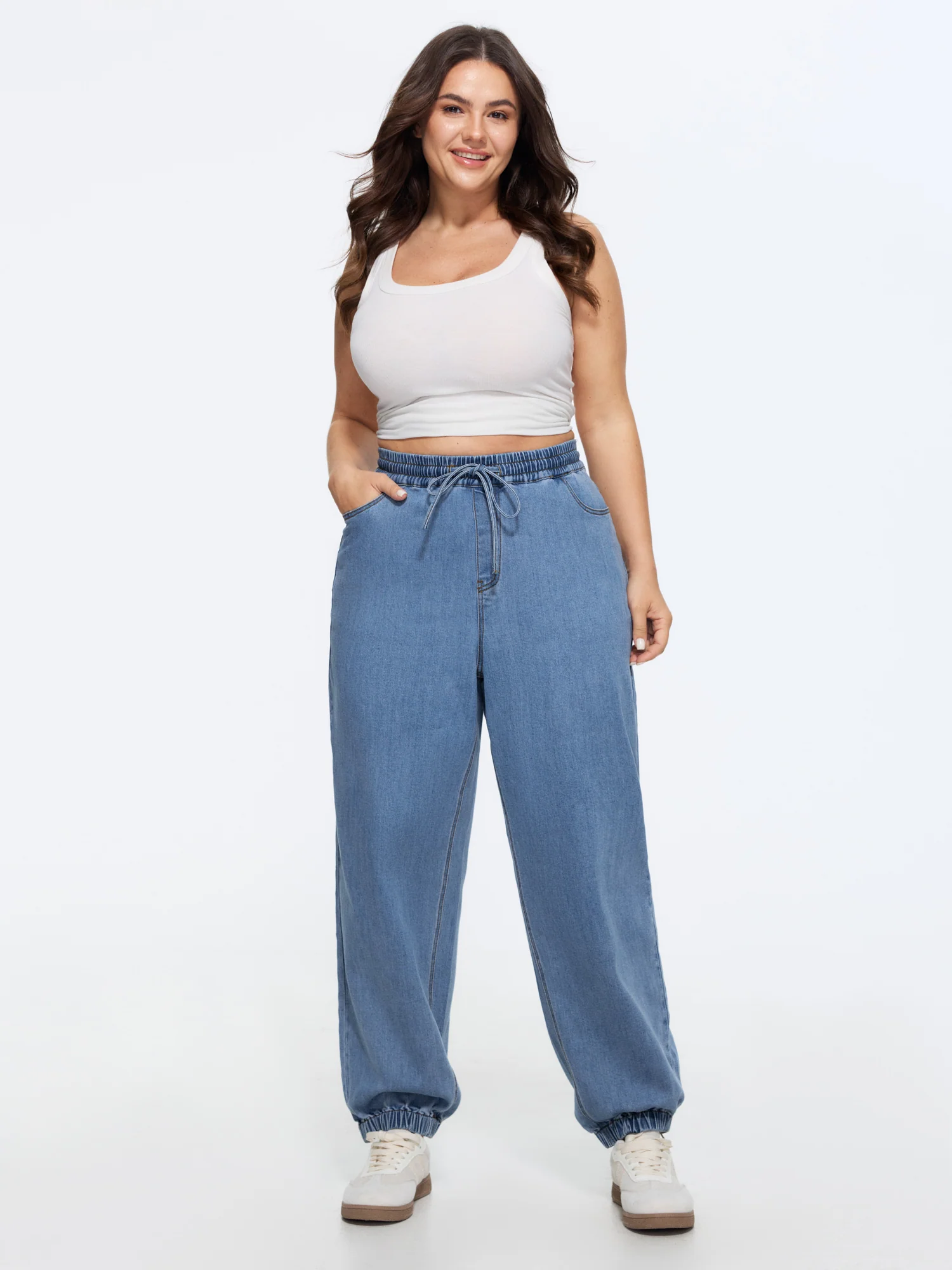 Pull-On Stretchy Cuffed Hem Jeans
