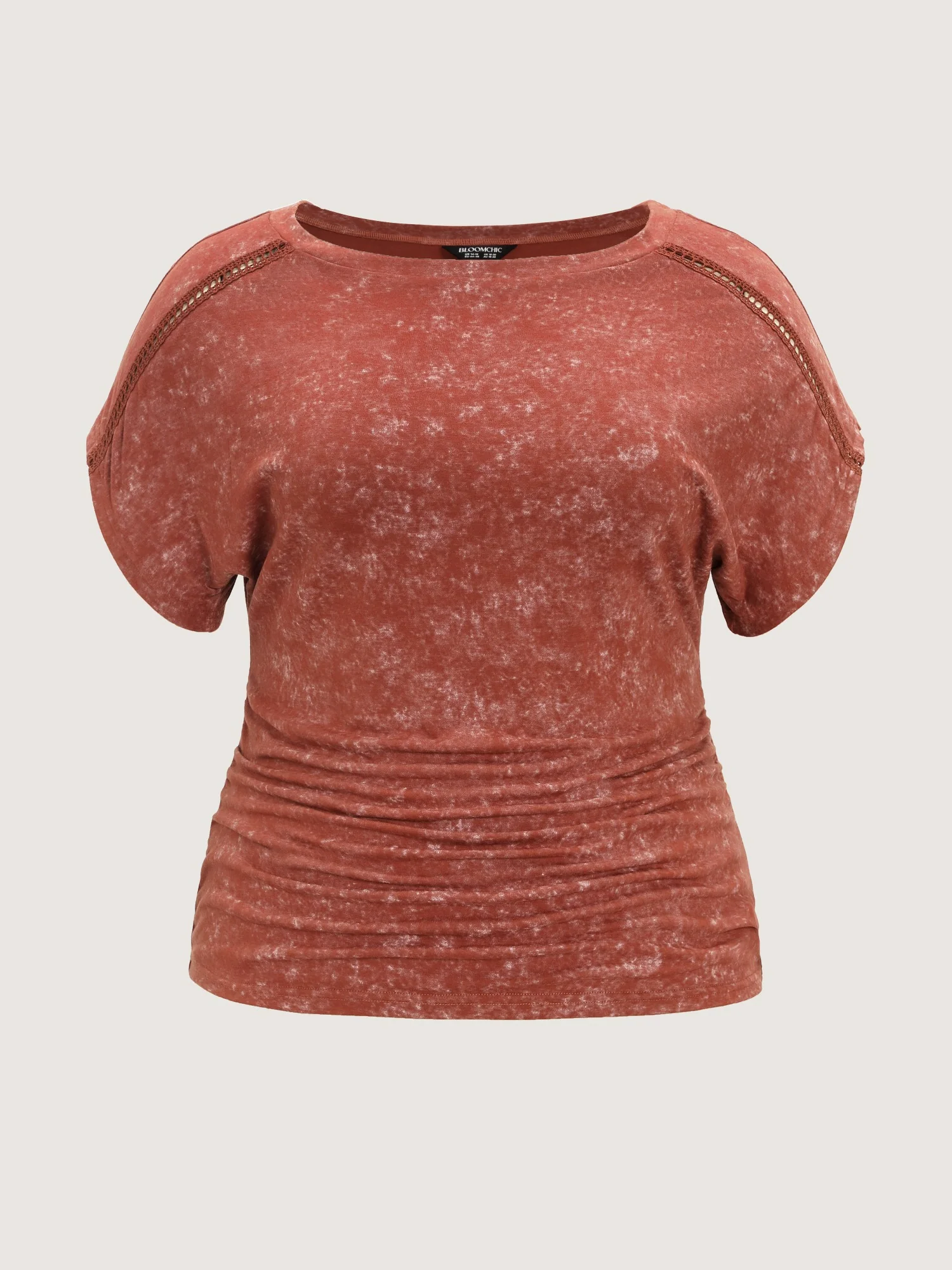 Vintage Crochet Lace Ruched Side T-Shirt