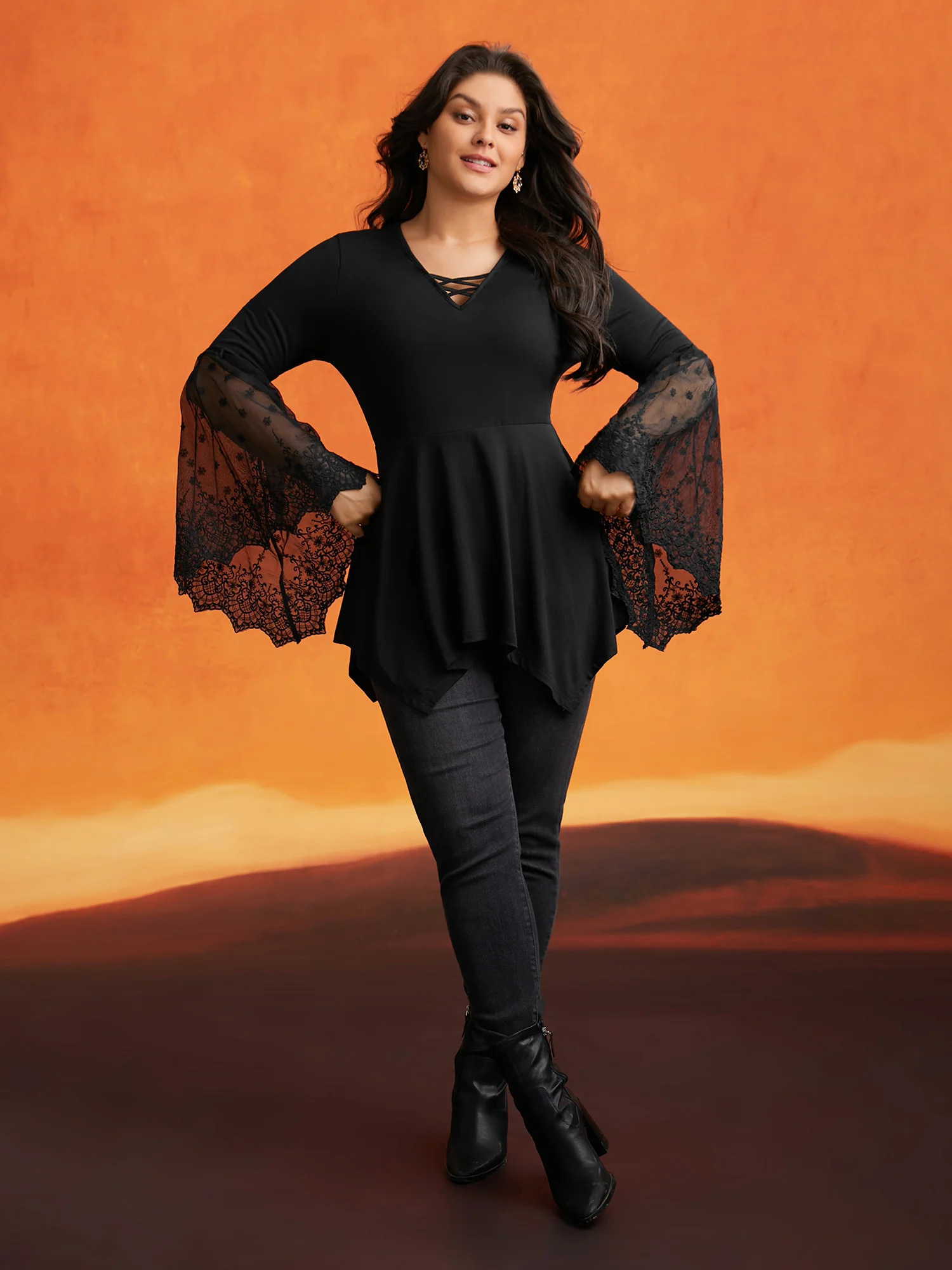 Cross Front Bell Sleeve Top