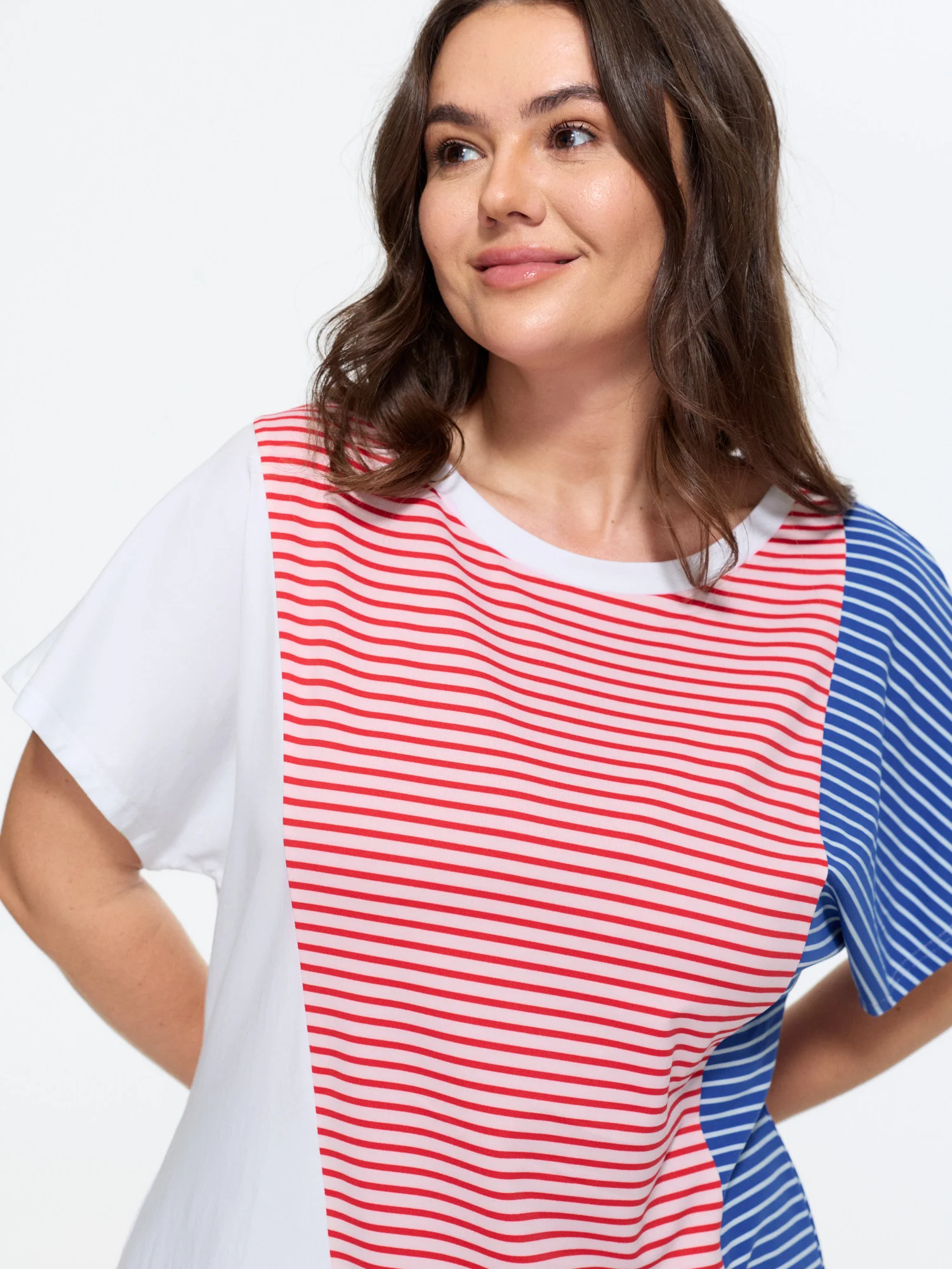Cotton Colorful Striped Print Long T-Shirt