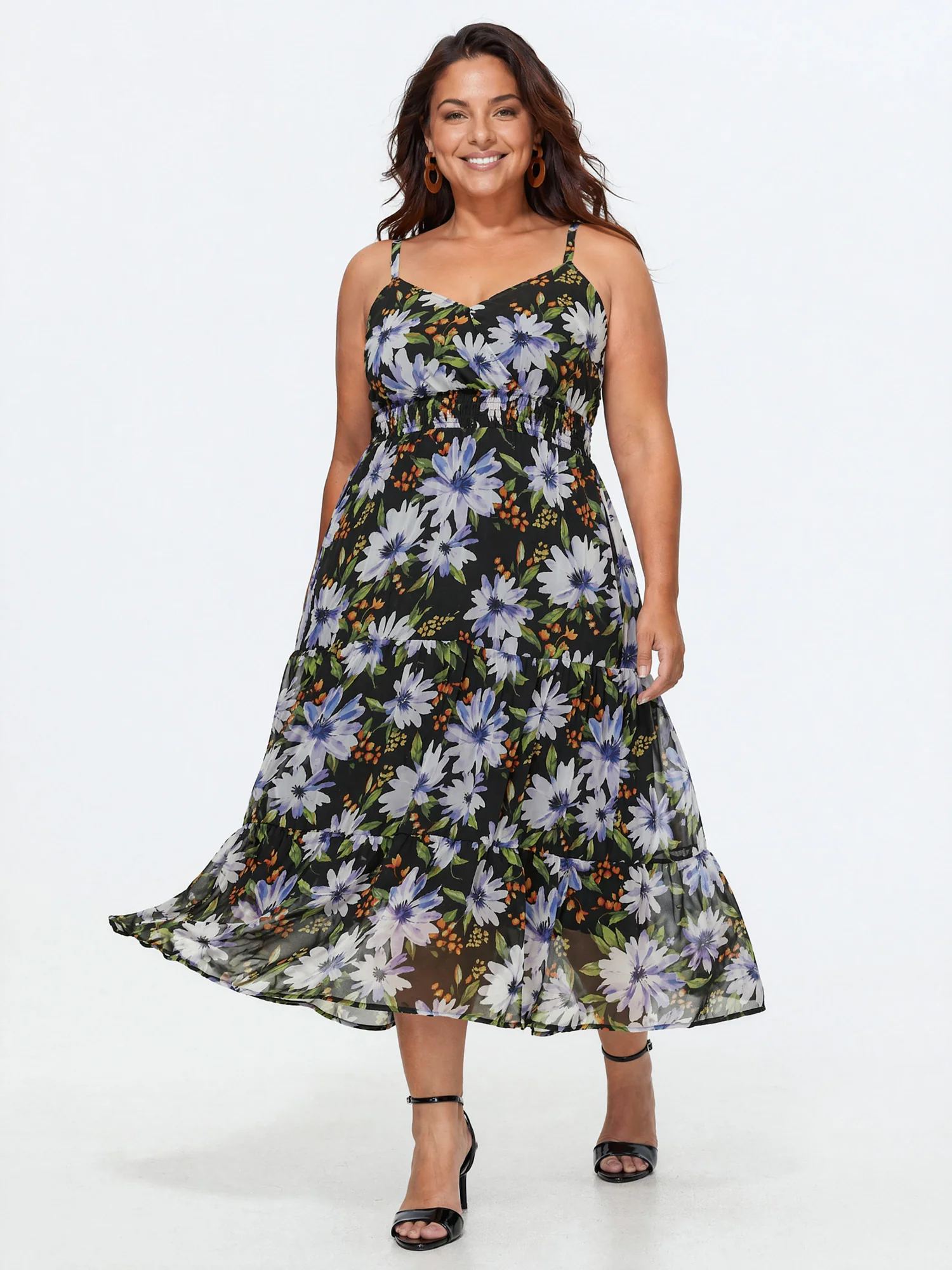 Floral Print Back-Tie Midi Dress