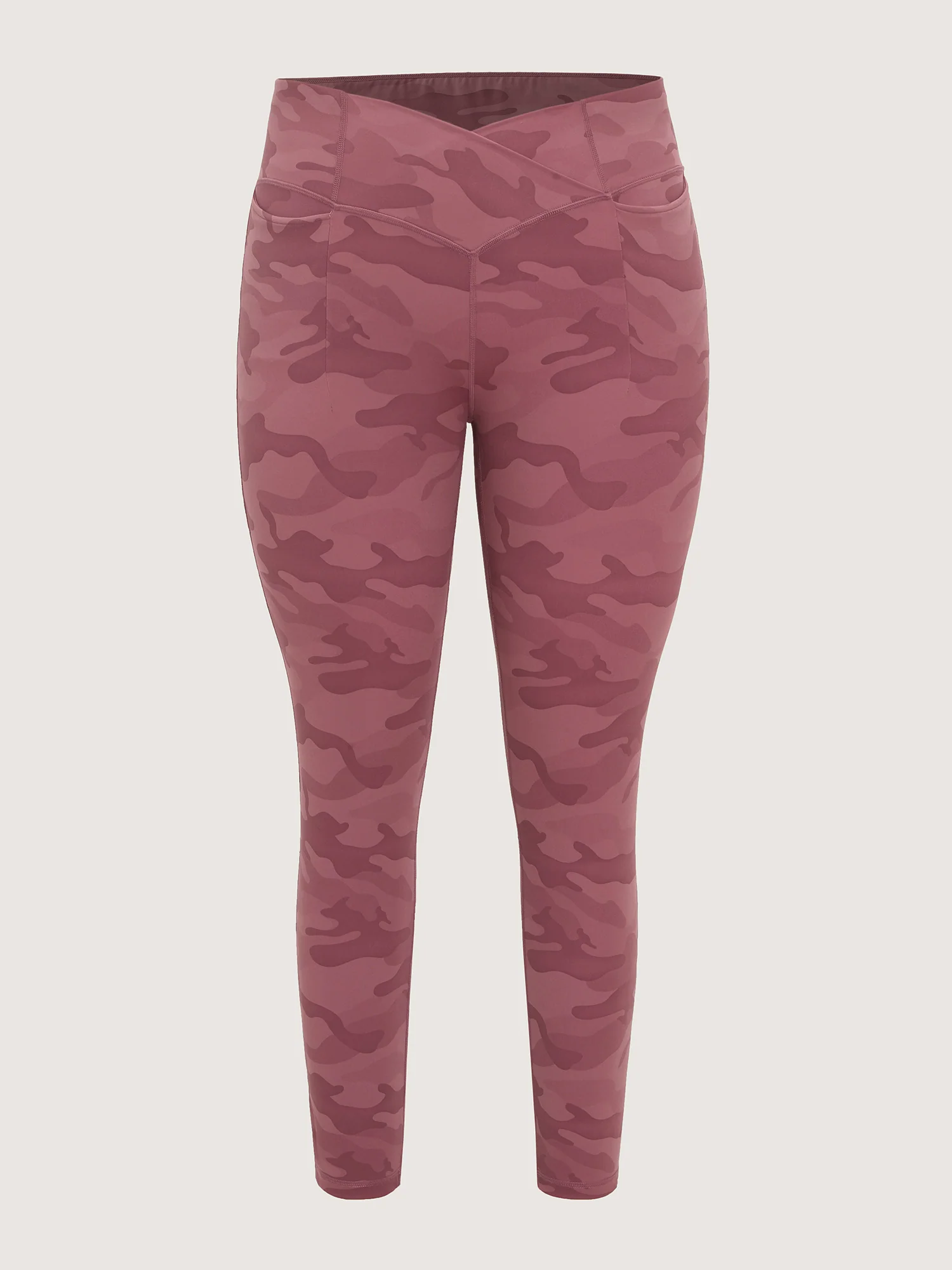 Stretchy Floral Print Overlap Waist Leggings