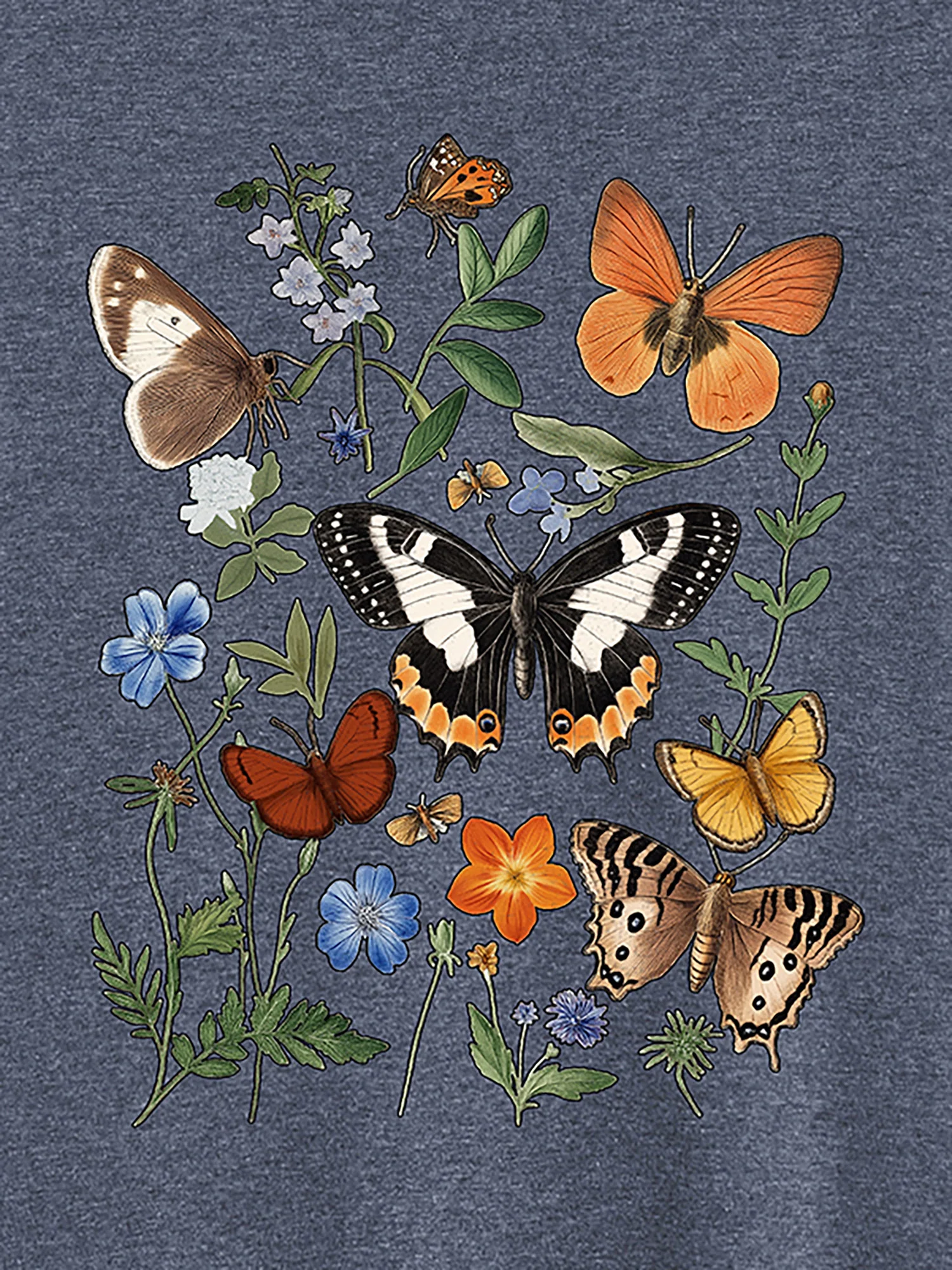 Butterfly Garden Print Crew Neck T-Shirt
