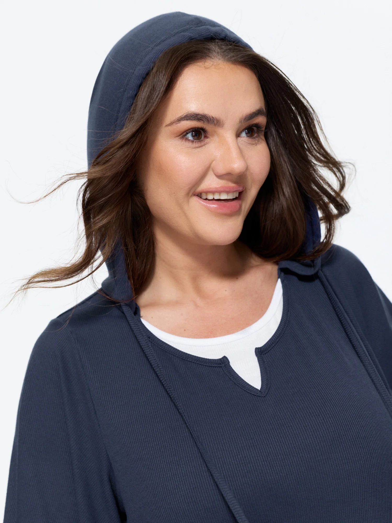 Supersoft Stretchy Hooded Color Contrast T-Shirt