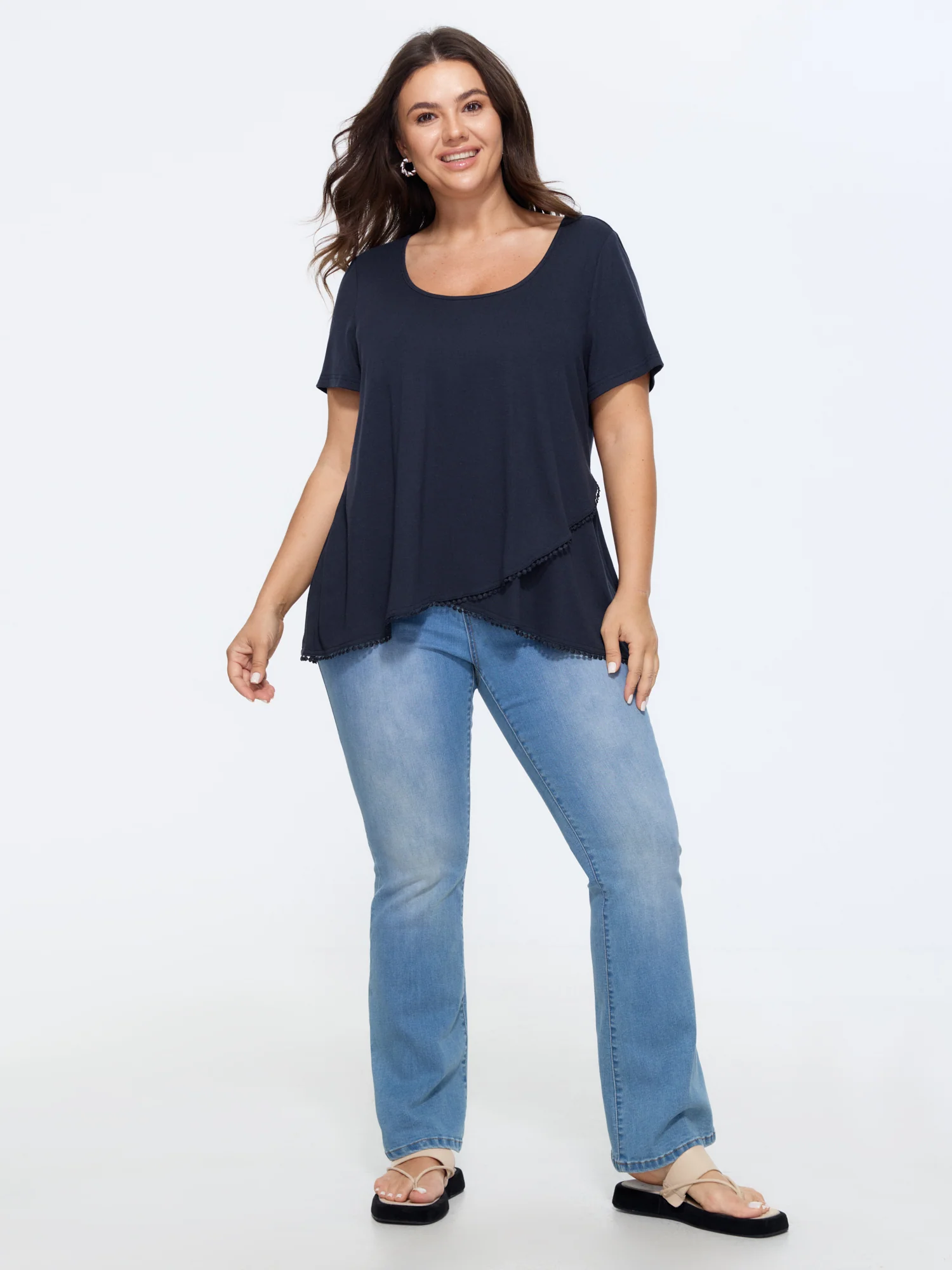 Supersoft Overlap Hem Plain T-Shirt