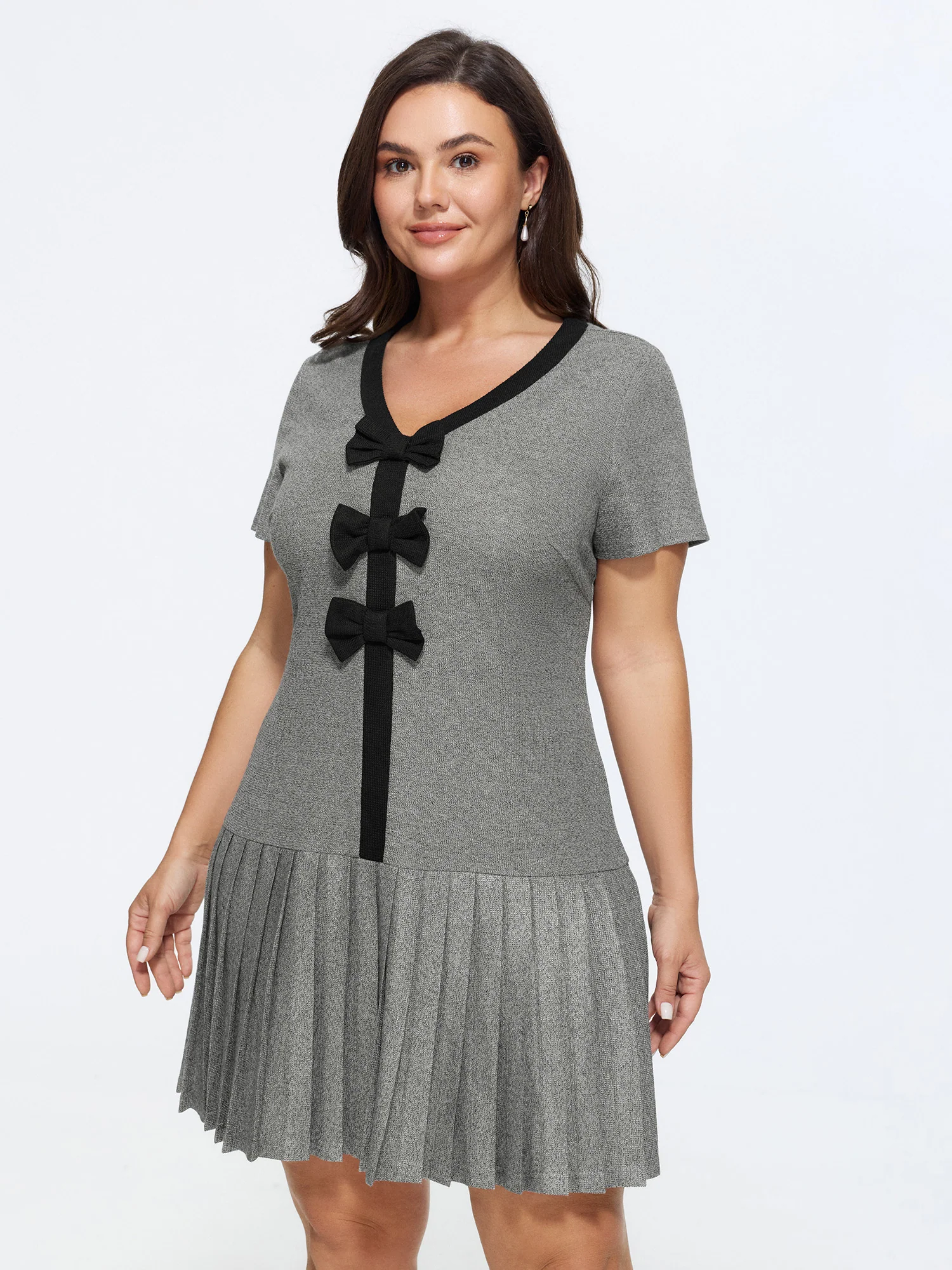 Color Contrast Bow-Front Mini Dress