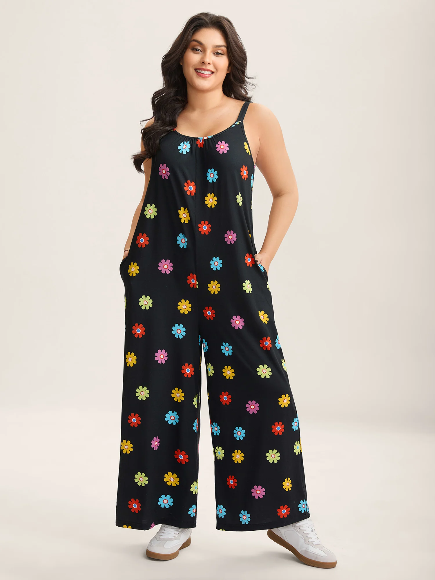 Colorful Polka Dots Straight-Leg Jumpsuit