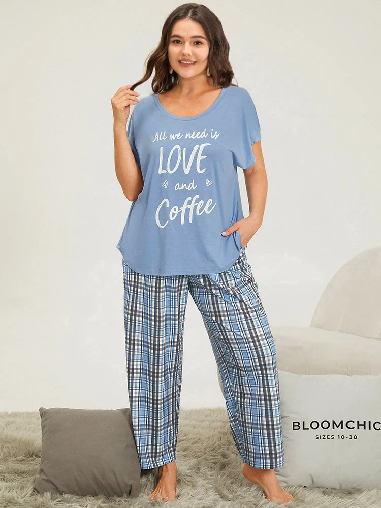 Plaid Print Pocket Elastic Waist Pajama Pants