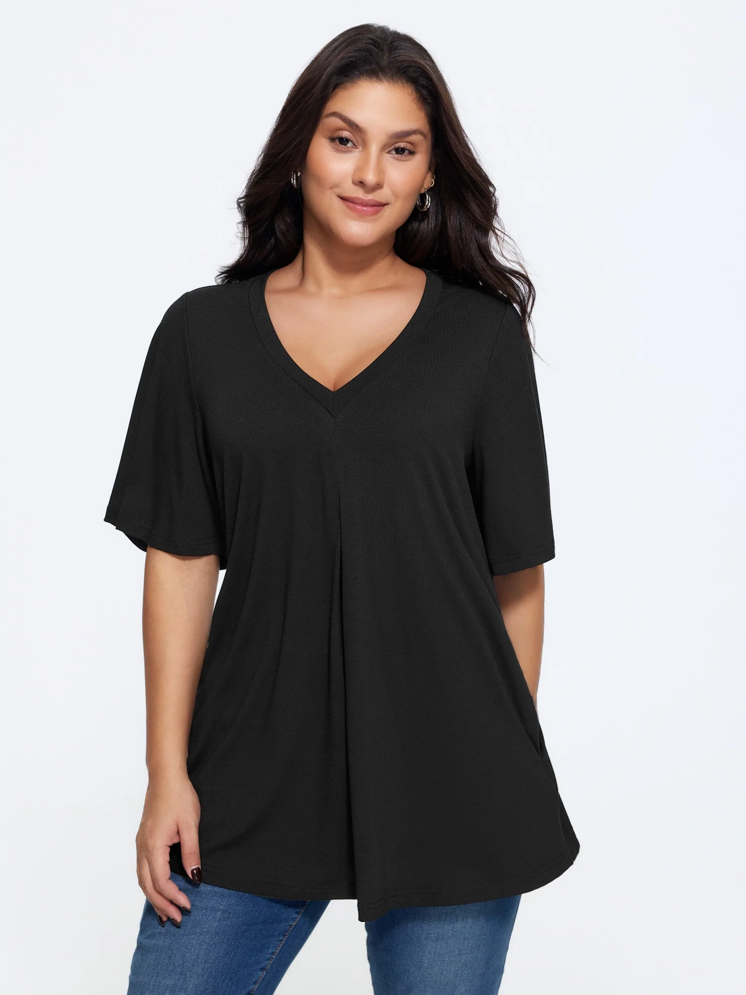 Supersoft Stretchy Front Pleat Loose T-Shirt