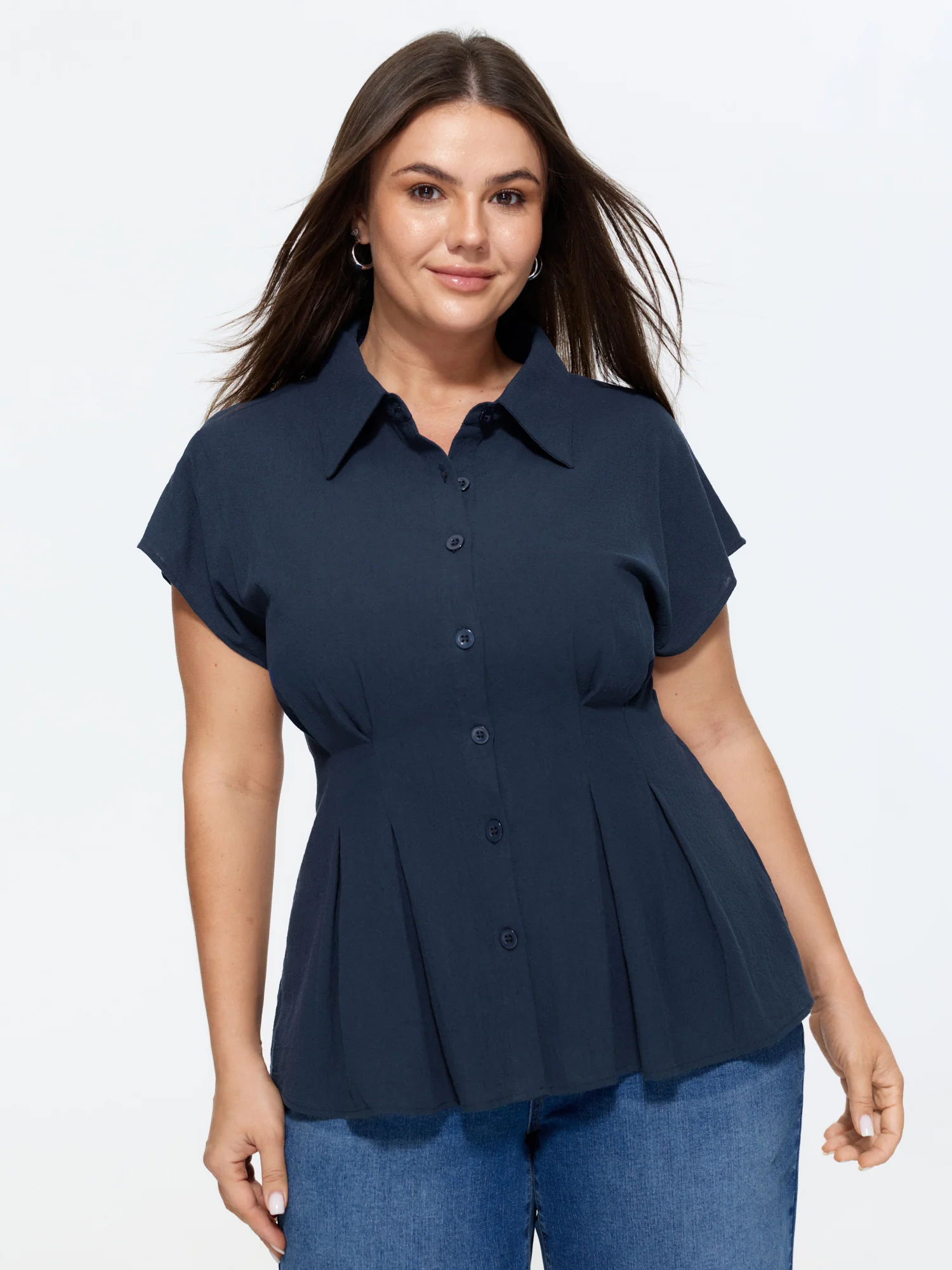 Cotton Fit And Flare Plain Blouse