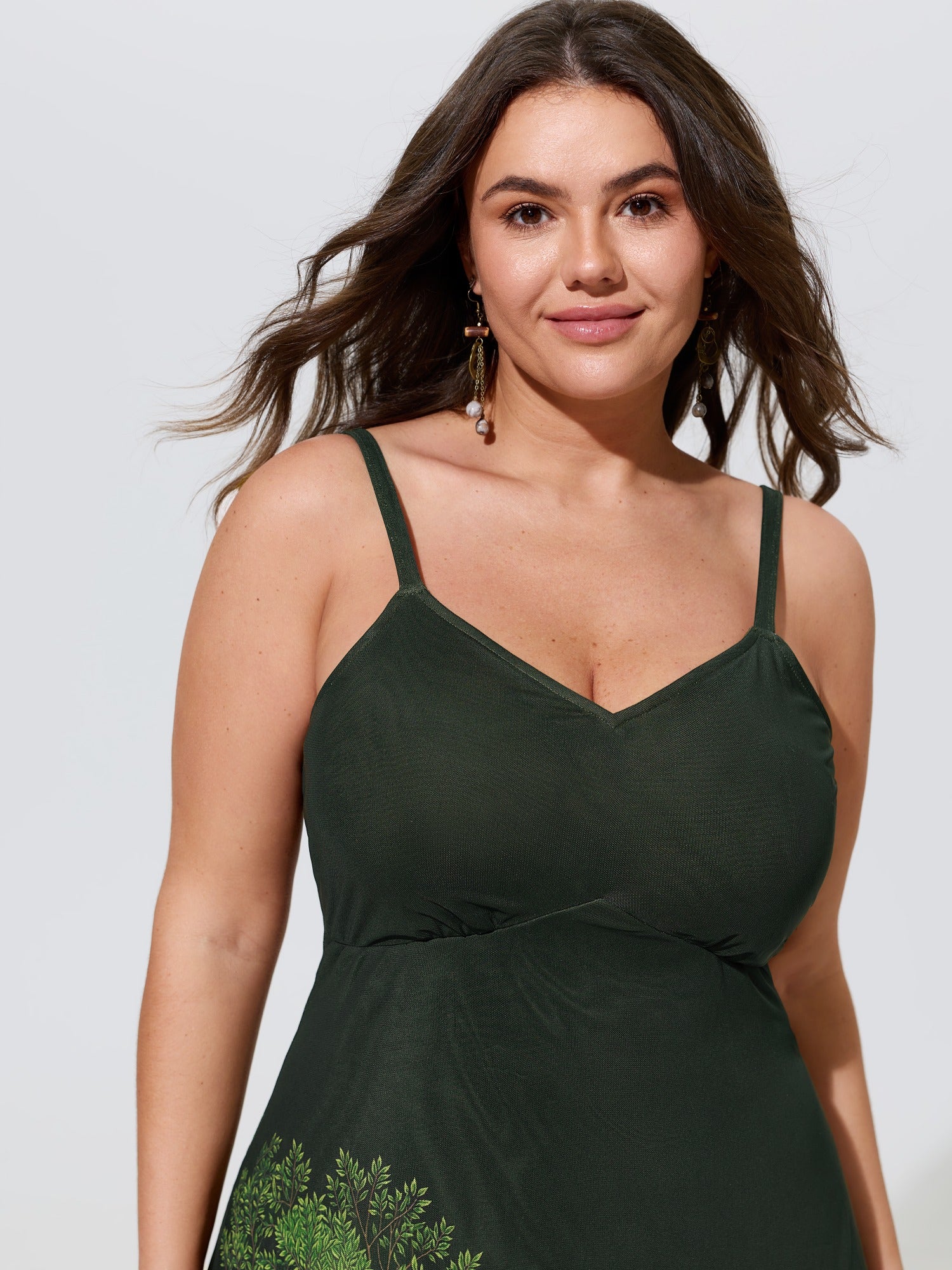 Jungle Print Mesh Spaghetti Strap Midi Dress