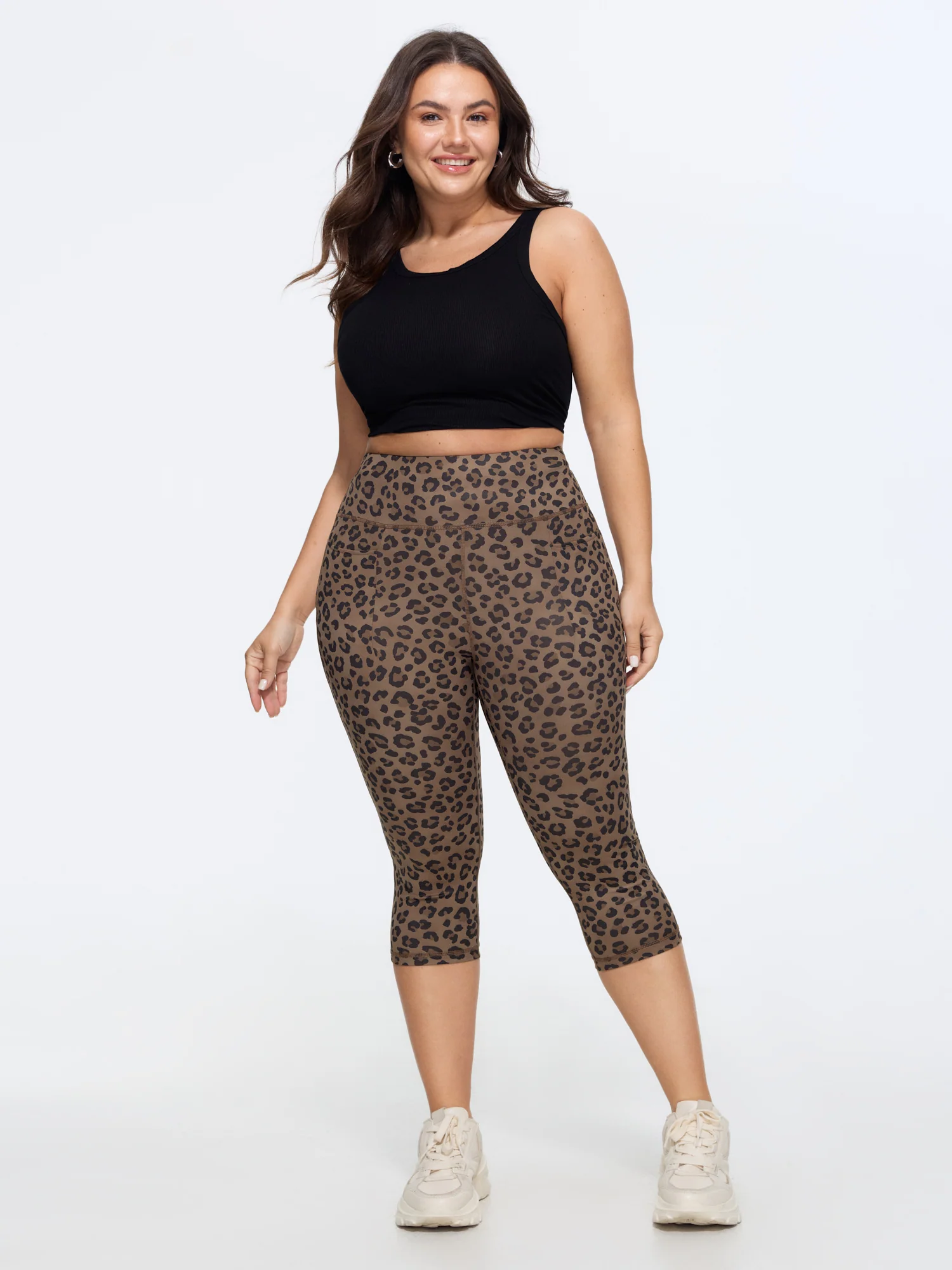 Stretchy Leopard Print Wide Waistband Leggings