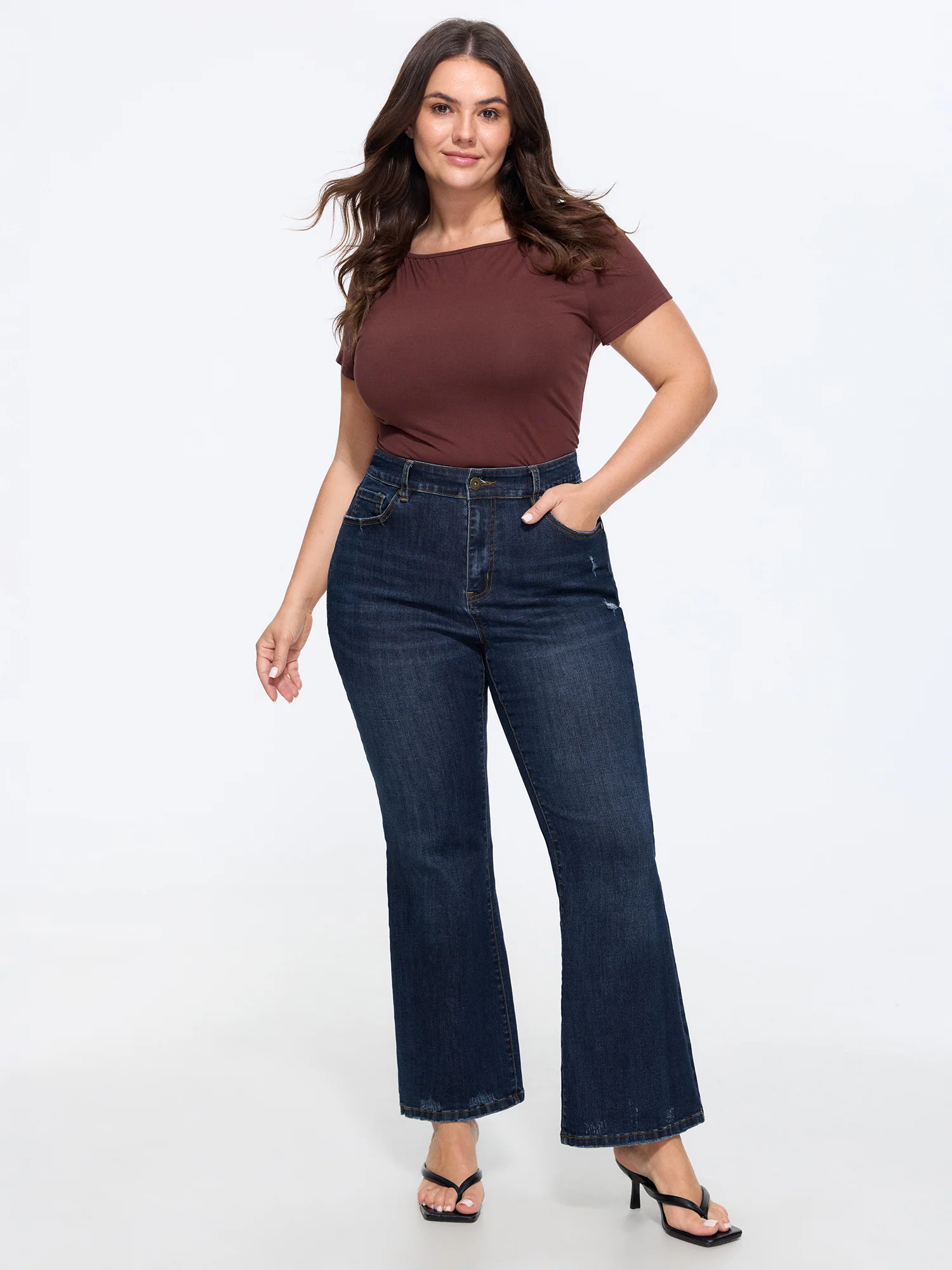Stretchy Mid-Rise Flared Jeans
