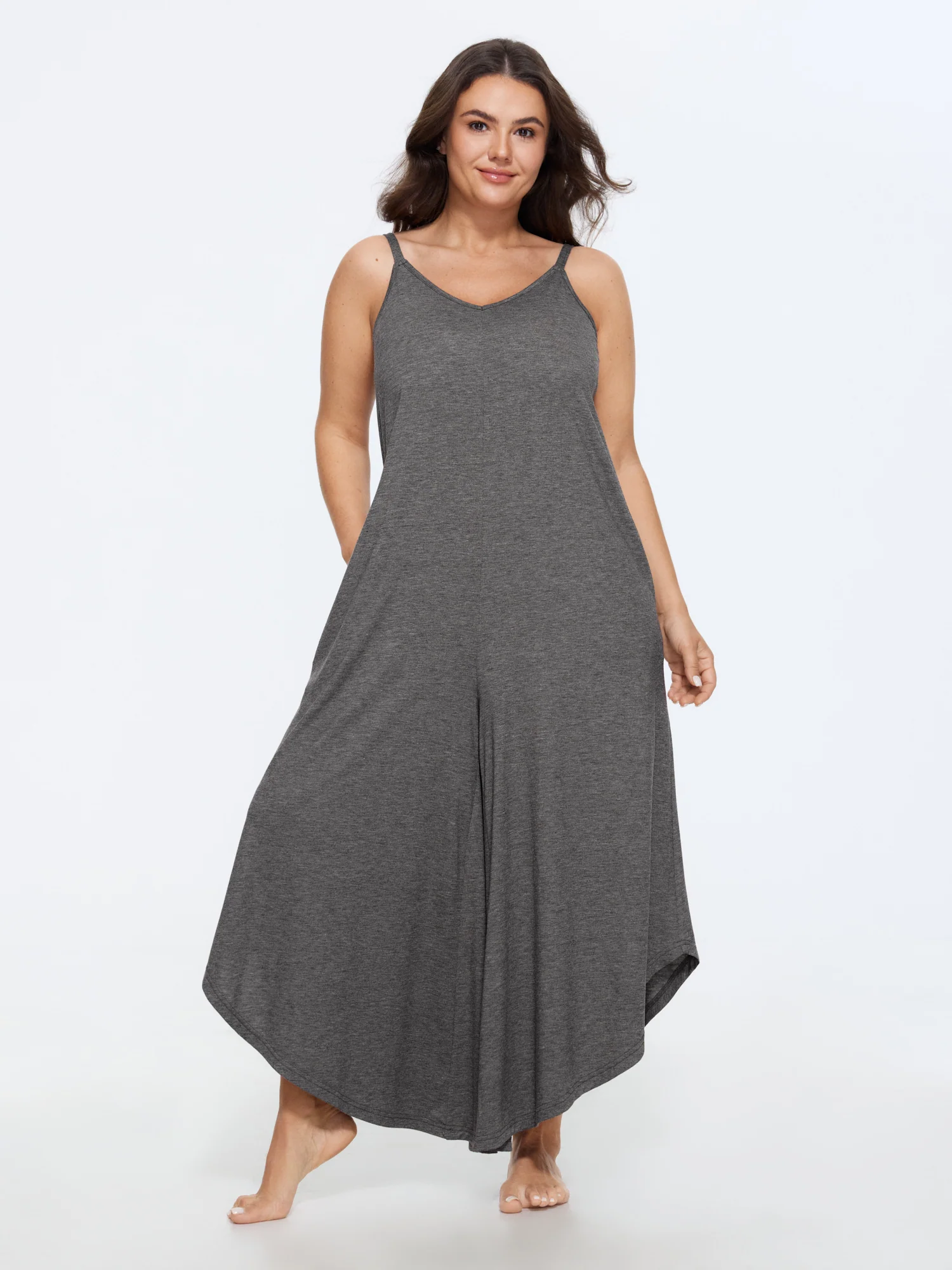 Supersoft Adjustable Strap Backless Drawstring Lounge Jumpsuit