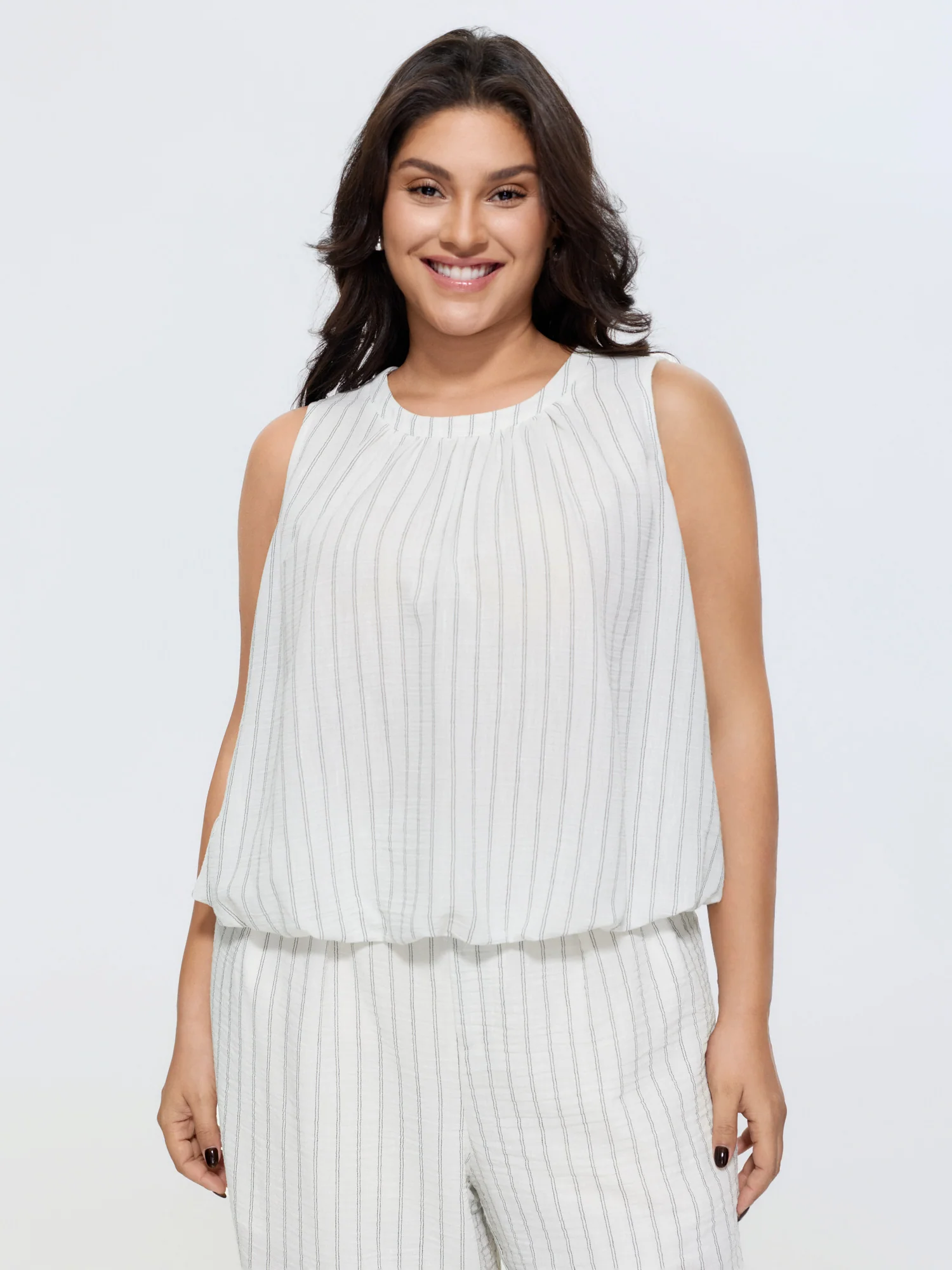 Supersoft Striped Sleeveless Blouse